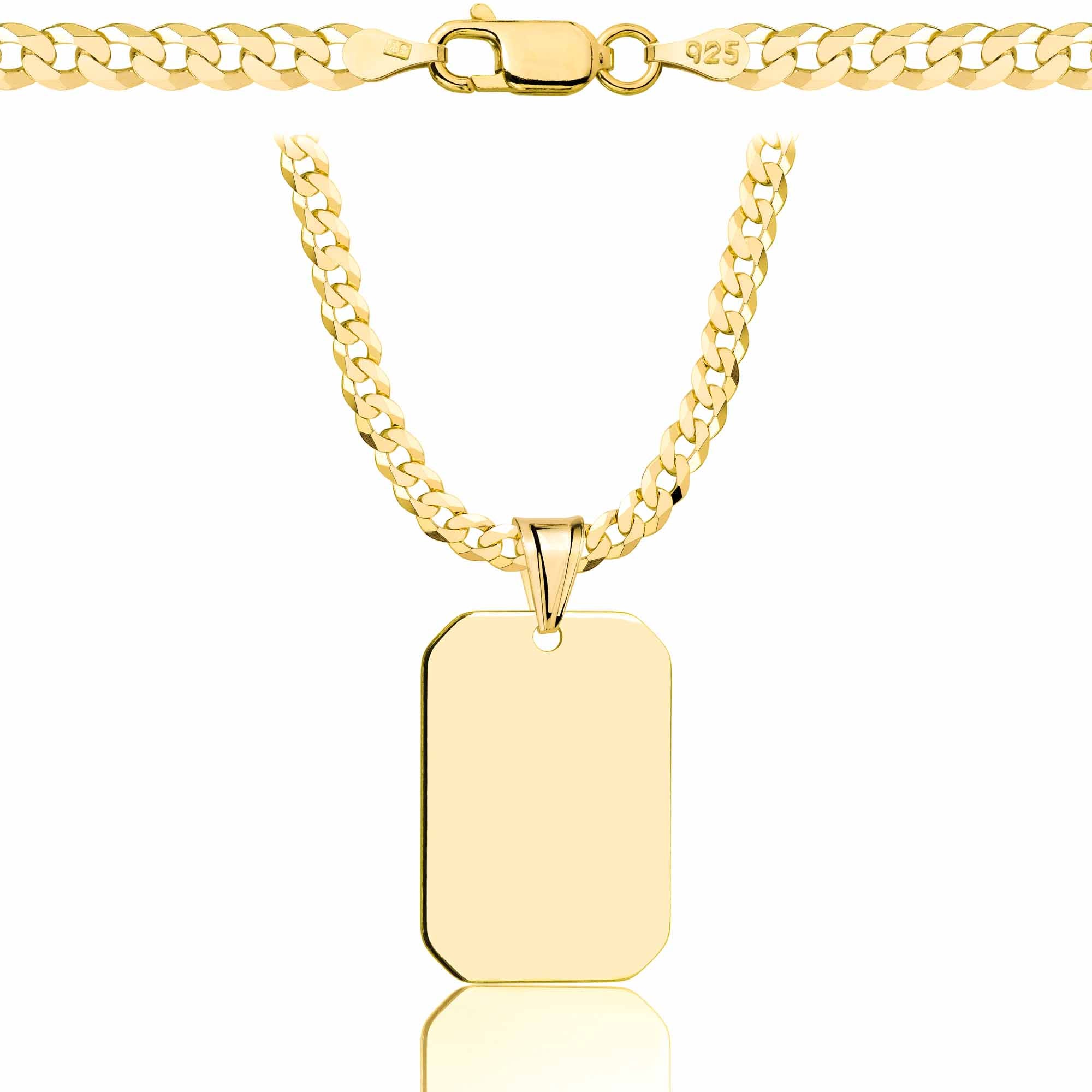 Łańcuszek pozłacany srebrny z nieśmiertelnikiem pancerka 3,8mm pr. 925 585