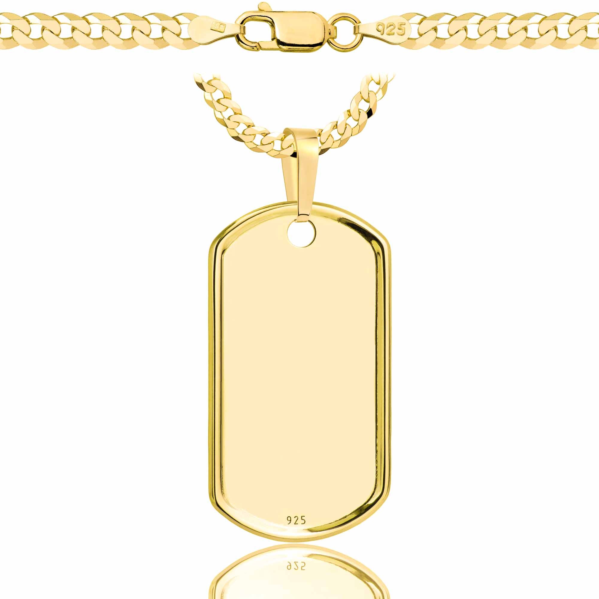 Łańcuszek pozłacany srebrny z nieśmiertelnikiem pancerka 3,8mm pr. 925 585