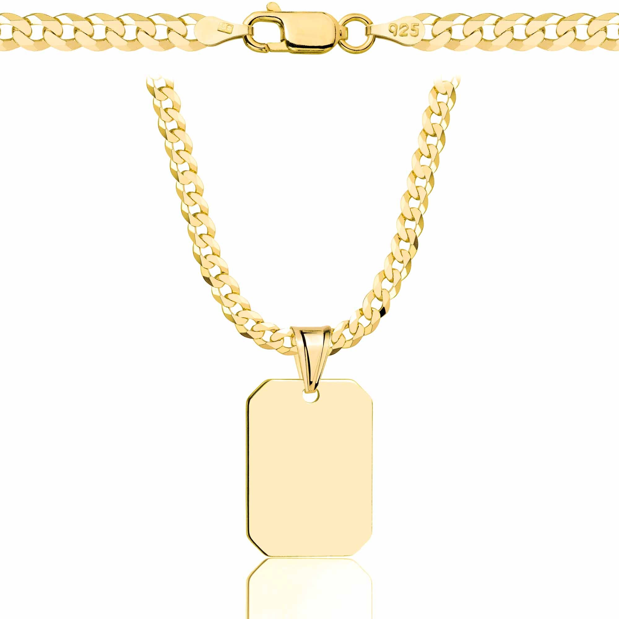 Łańcuszek pozłacany srebrny z nieśmiertelnikiem pancerka 3,8mm pr. 925 585