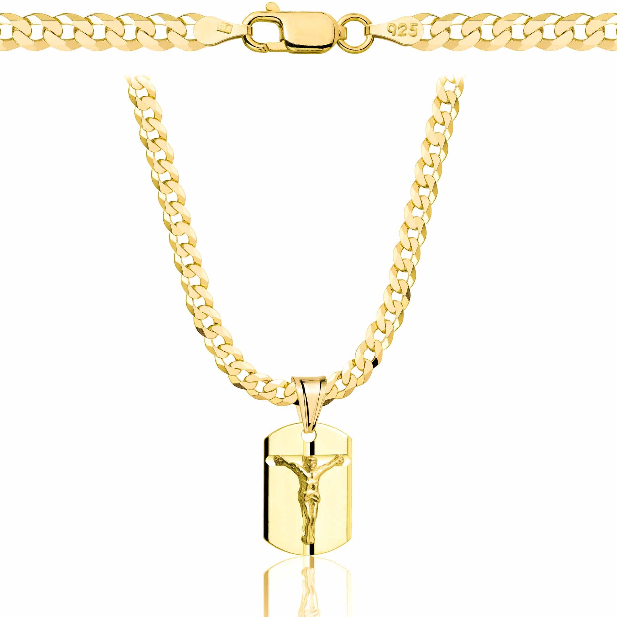 Łańcuszek pozłacany srebrny z medalikiem pancerka 3,8mm pr. 925