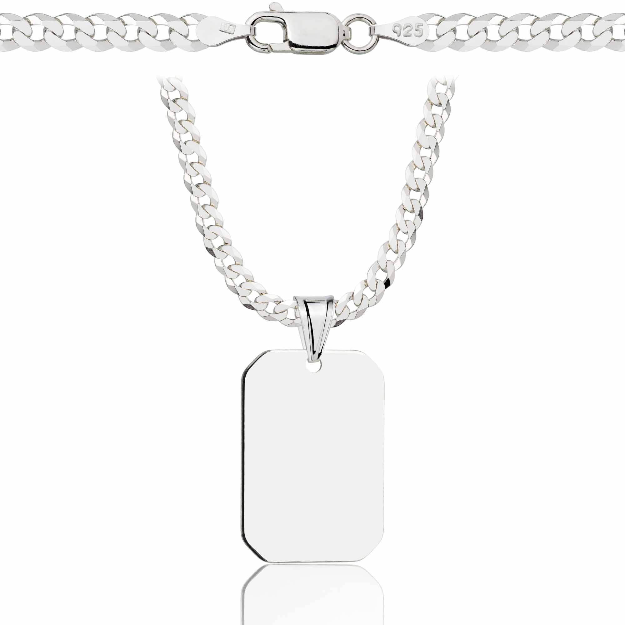 Łańcuszek srebrny z nieśmiertelnikiem pancerka 3,8mm pr. 925