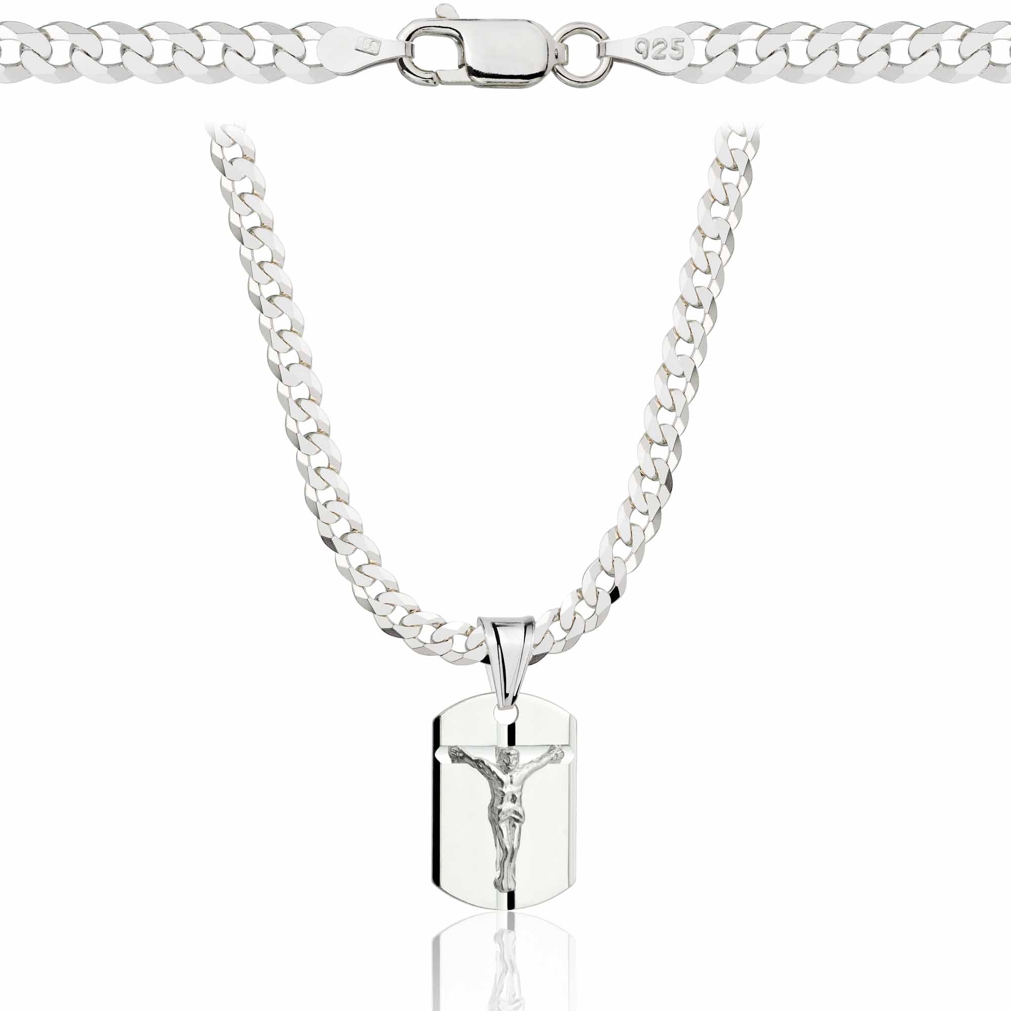 Łańcuszek srebrny z medalikiem pancerka 3,8mm pr. 925