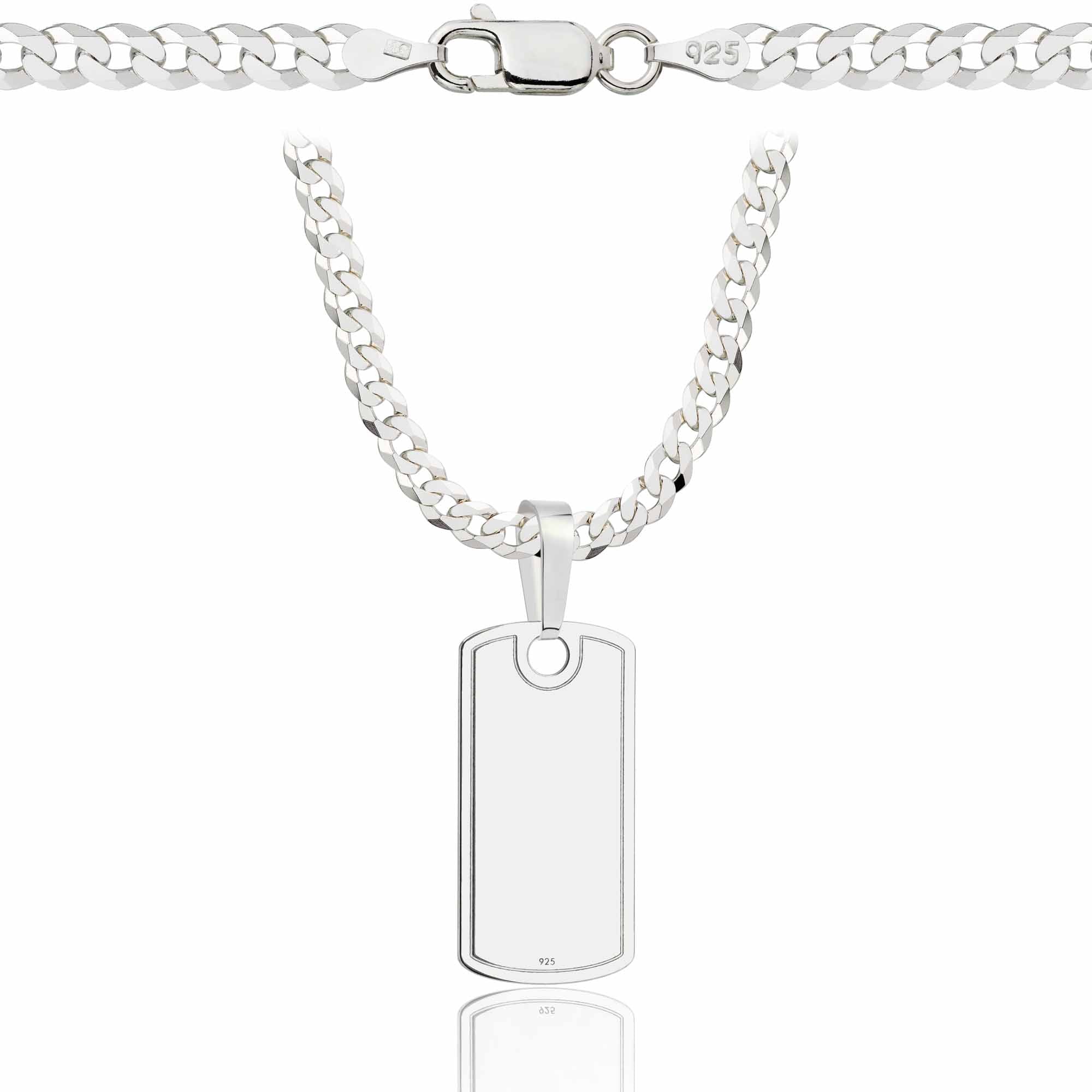 Łańcuszek srebrny z nieśmiertelnikiem pancerka 3,8mm pr. 925