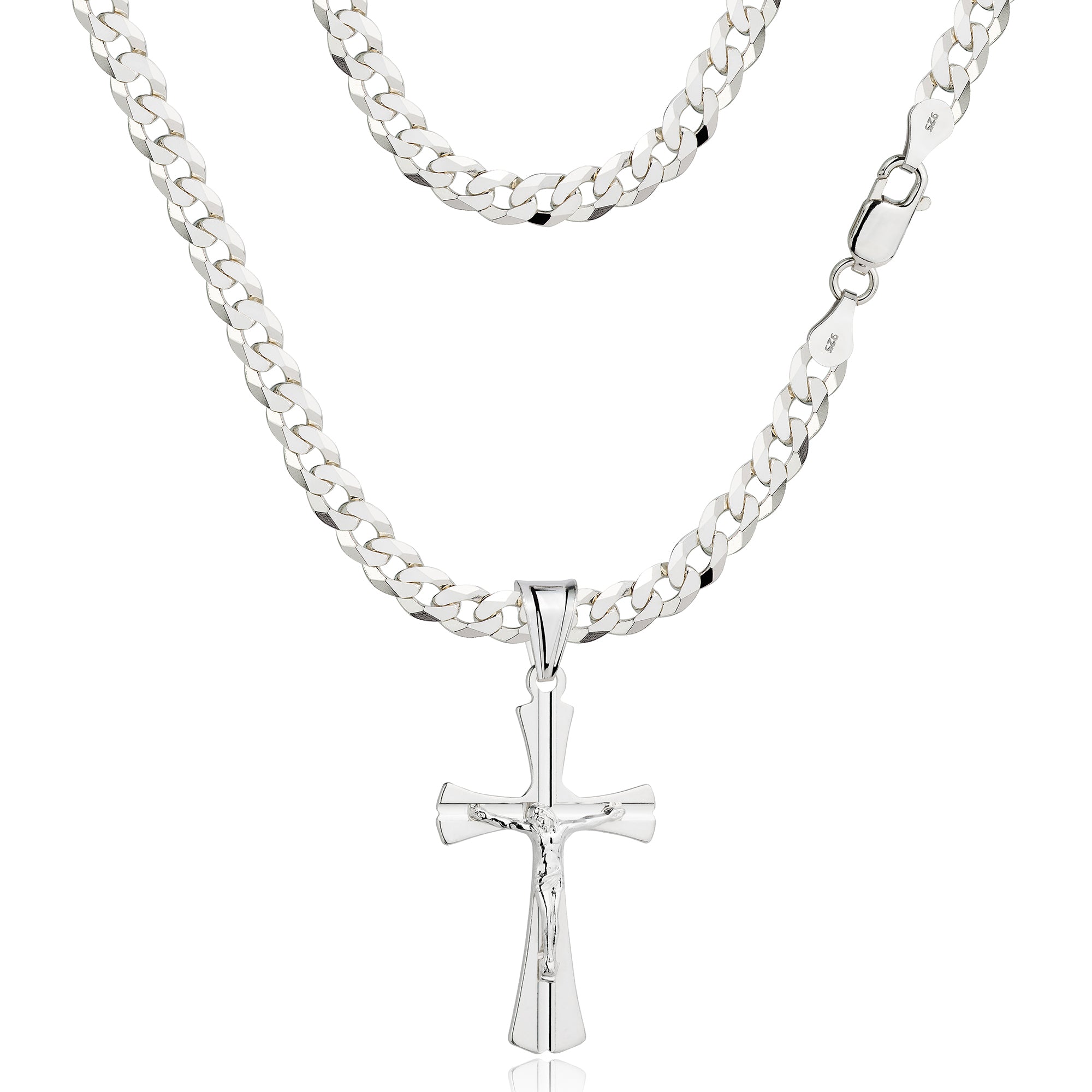 Łańcuszek srebrny z krzyżykiem pancerka 3,8mm pr. 925