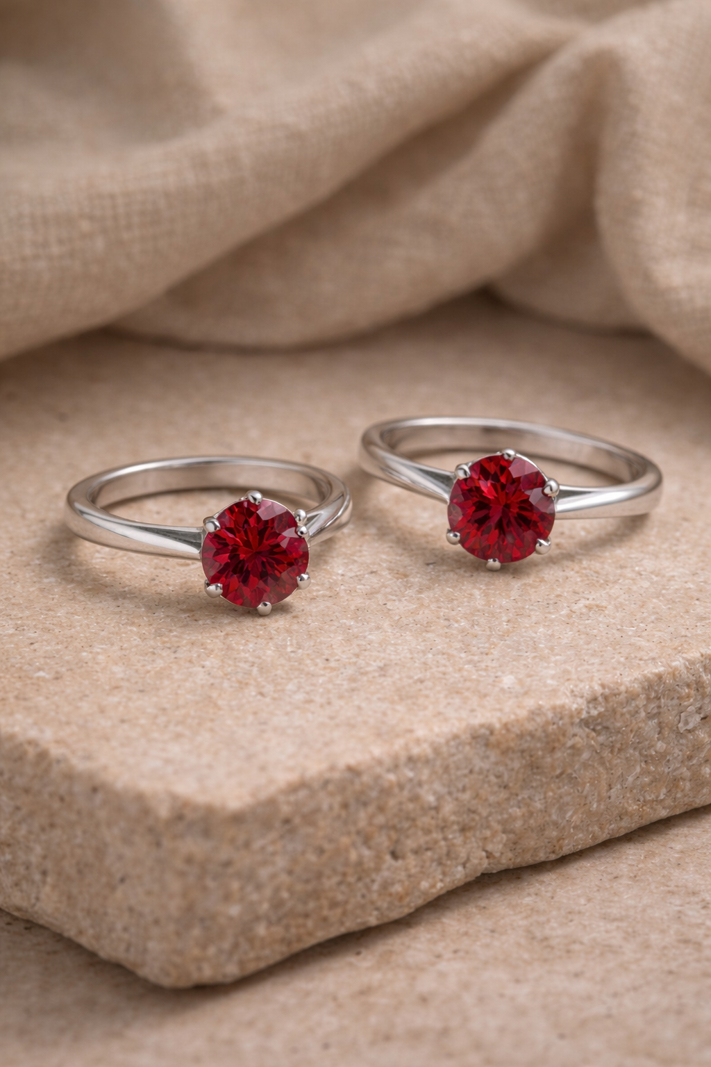 Pierścionek z rubinową cyrkonią 8mm Ruby Whispers