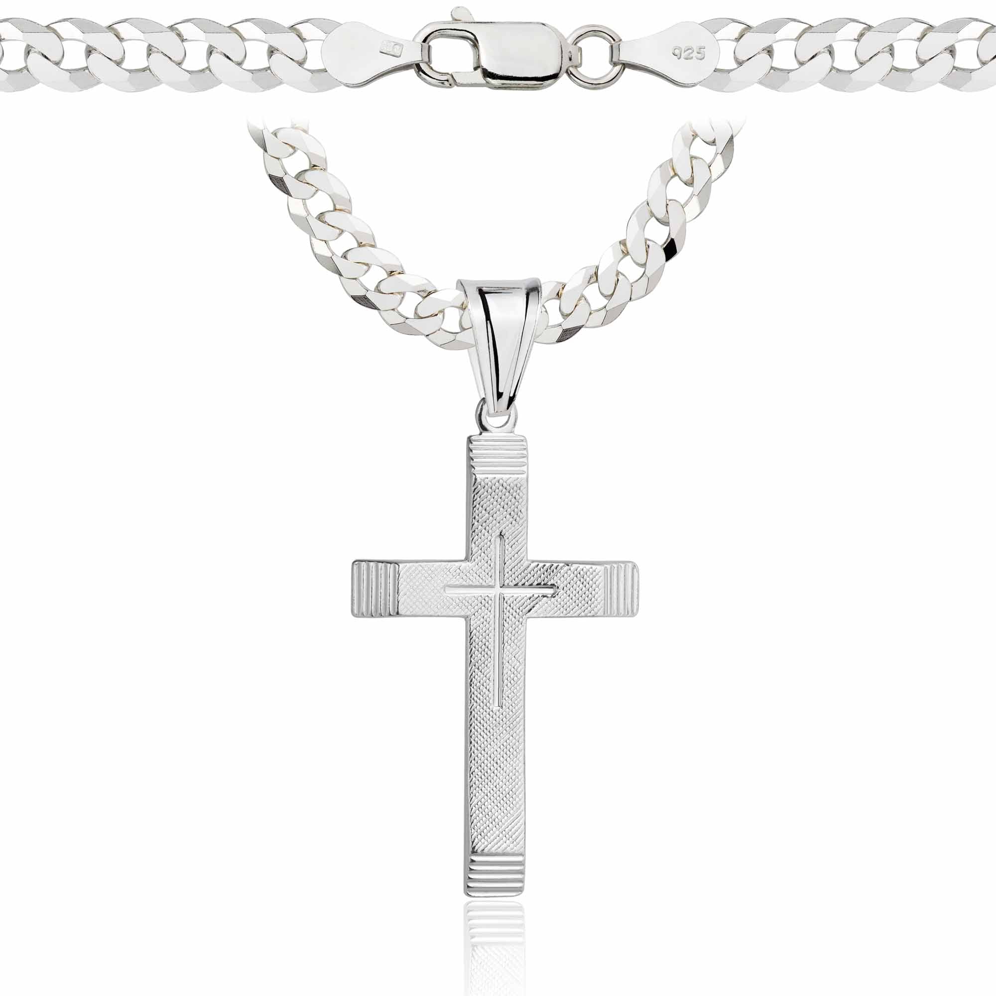 Łańcuszek srebrny z krzyżykiem pancerka 5mm pr. 925