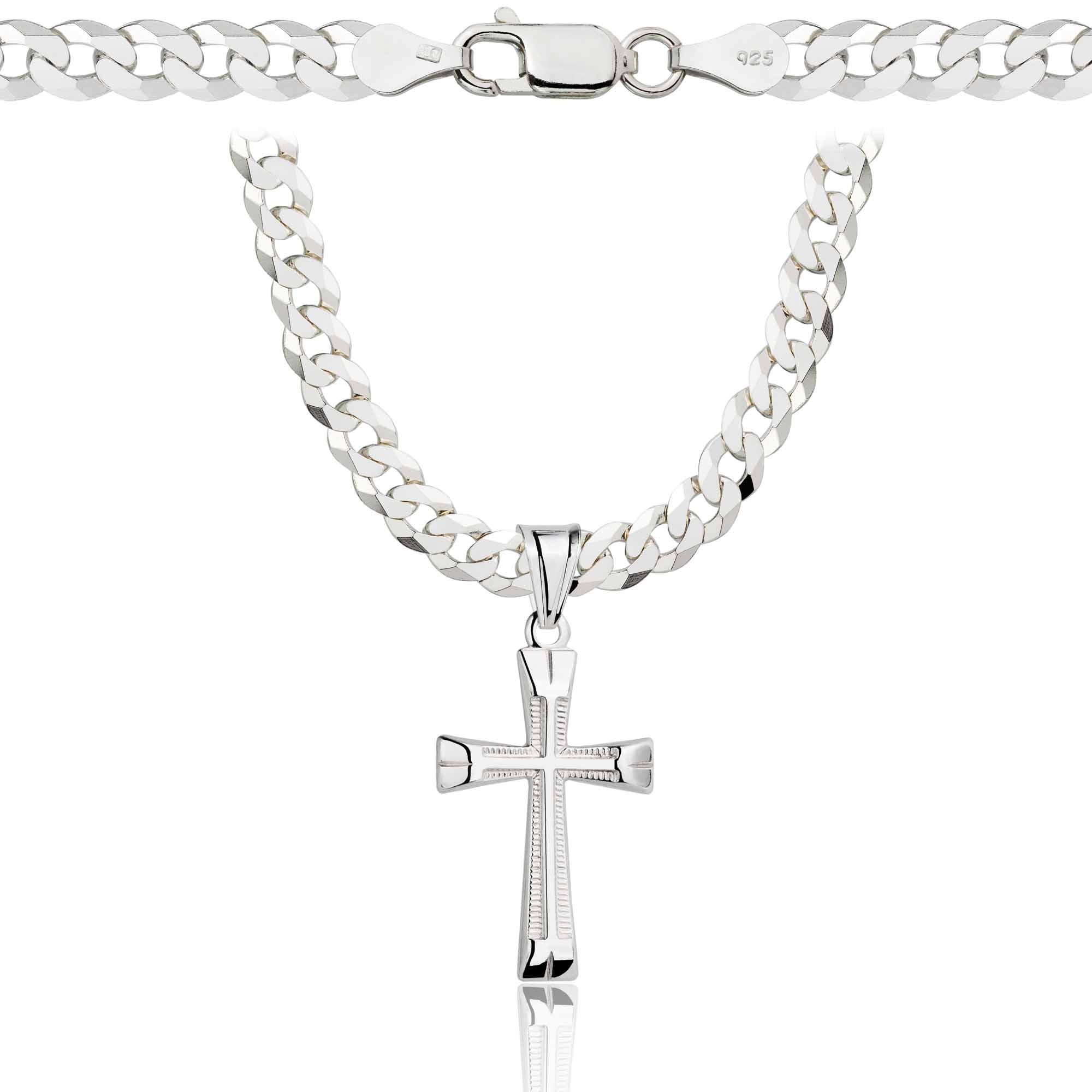 Łańcuszek srebrny z krzyżykiem pancerka 5mm pr. 925