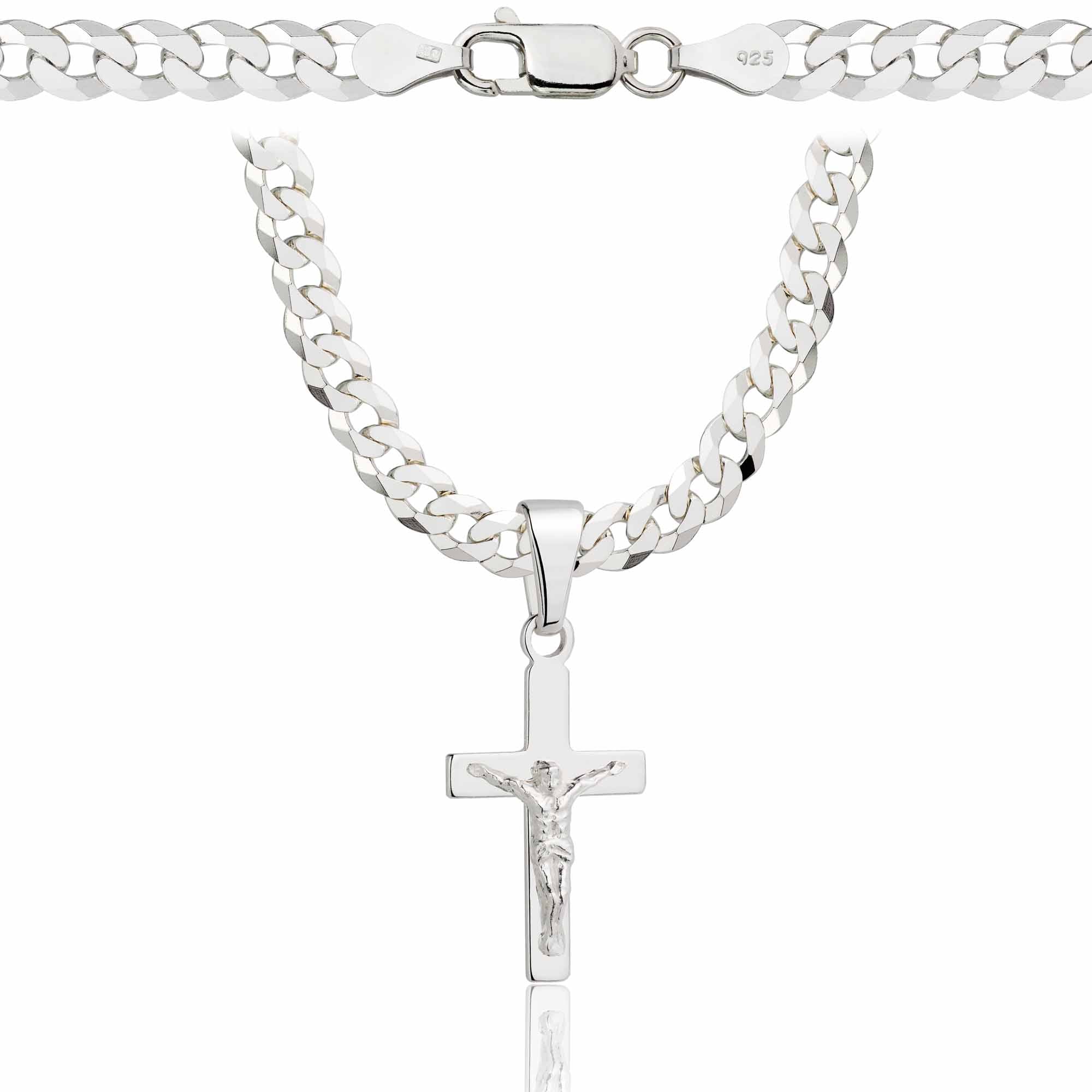 Łańcuszek srebrny z krzyżykiem pancerka 5mm pr. 925