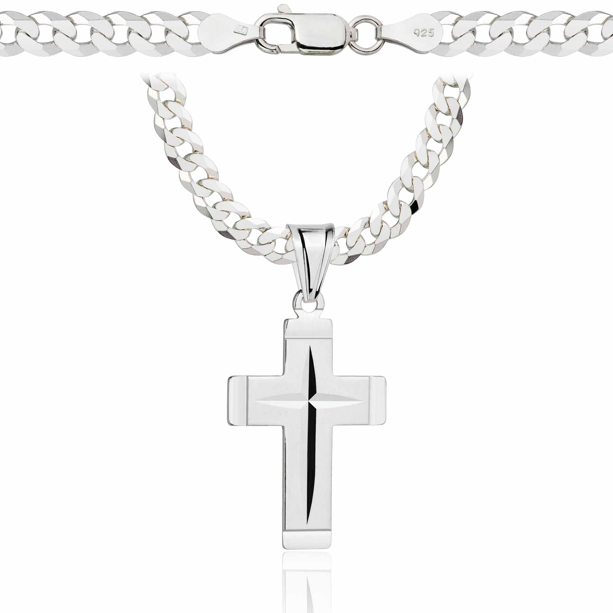 Łańcuszek srebrny z krzyżykiem pancerka 5mm pr. 925