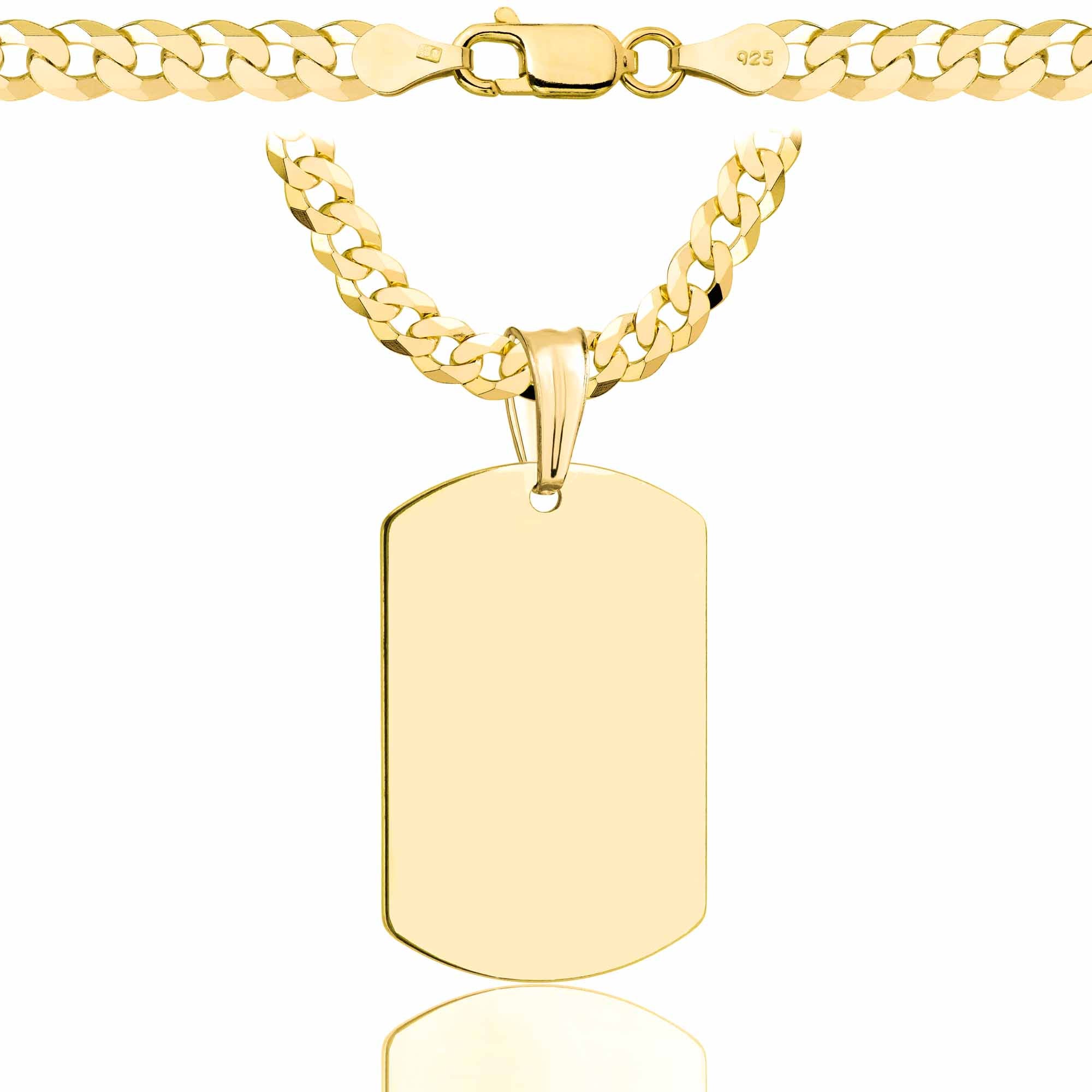 Łańcuszek pozłacany srebrny z nieśmiertelnikiem pancerka 5mm pr. 925 585