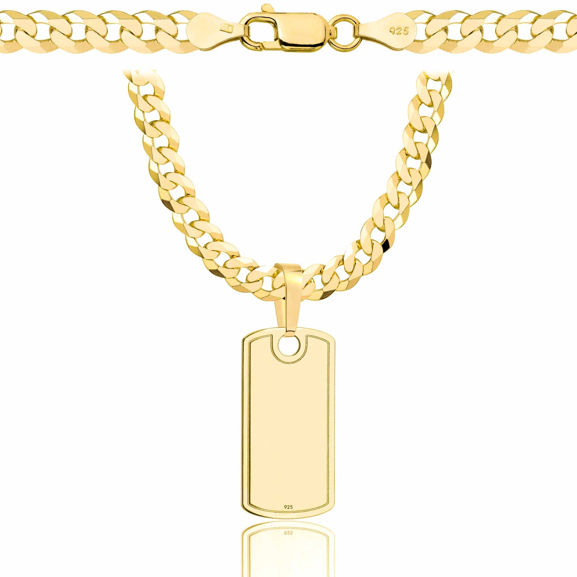 Łańcuszek pozłacany srebrny z nieśmiertelnikiem pancerka 5mm pr. 925 585