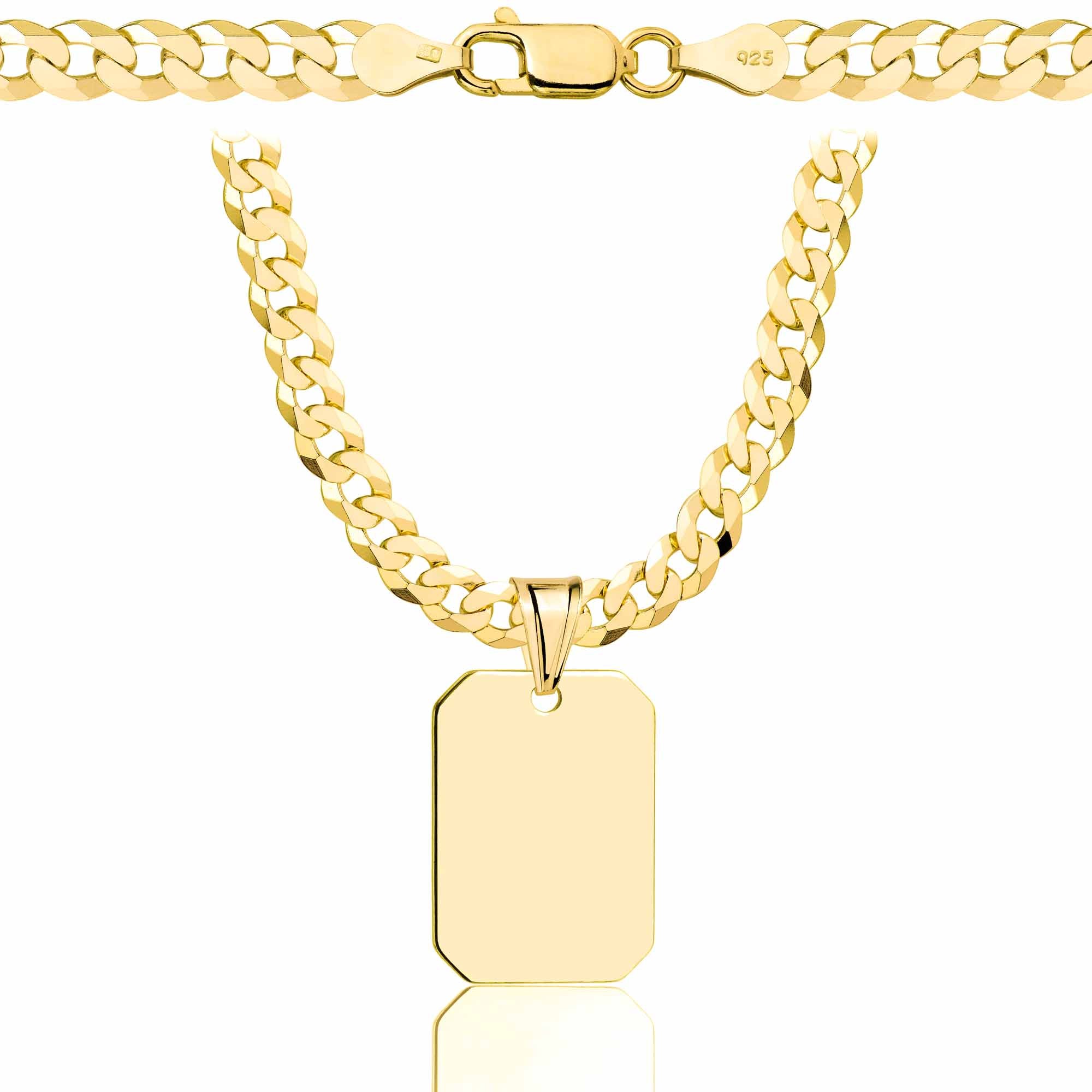 Łańcuszek pozłacany srebrny z nieśmiertelnikiem pancerka 5mm pr. 925 585