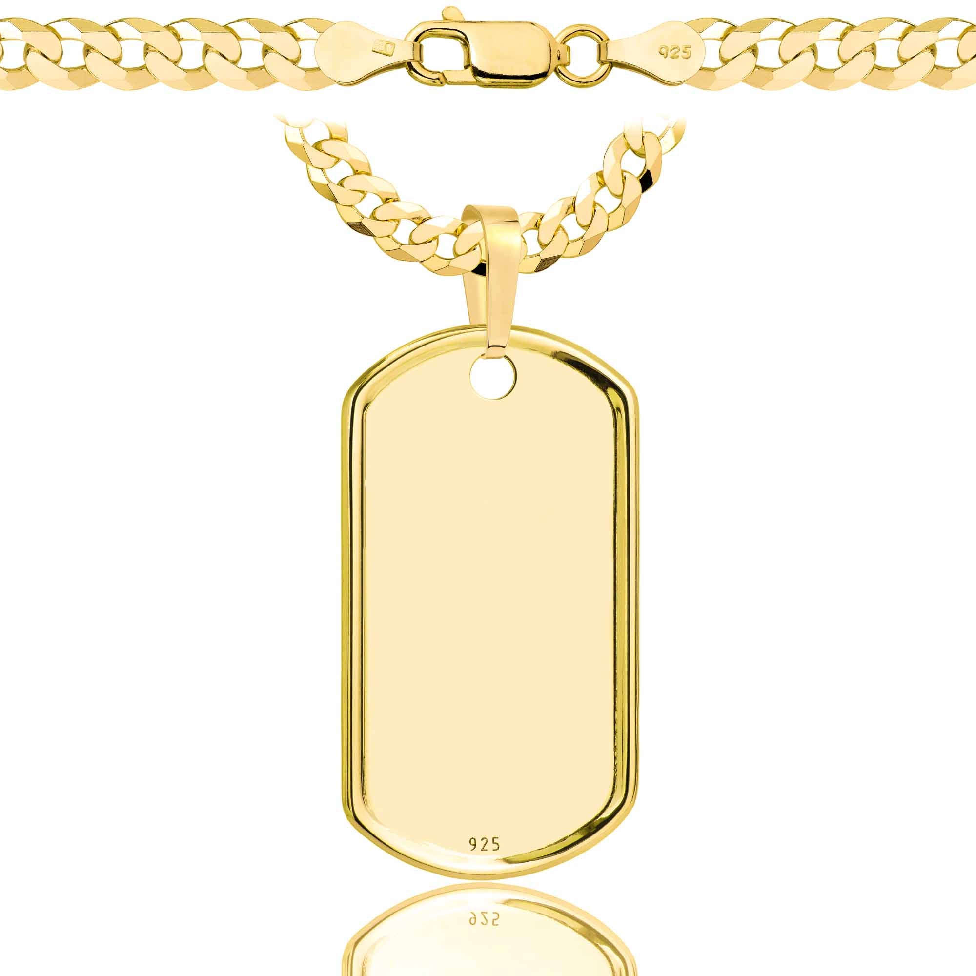 Łańcuszek pozłacany srebrny z nieśmiertelnikiem pancerka 5mm pr. 925 585