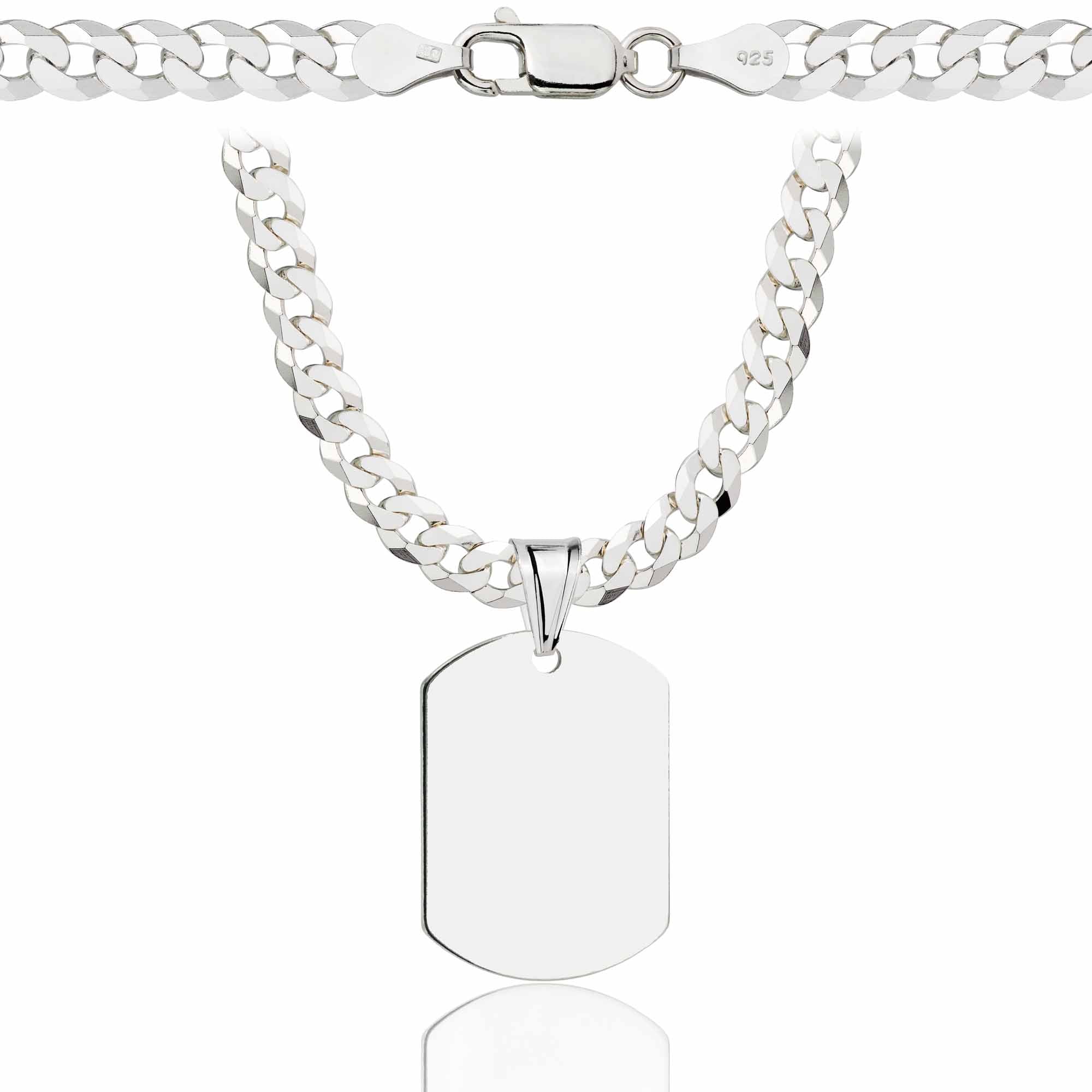 Łańcuszek srebrny z nieśmiertelnikiem pancerka 5mm pr. 925