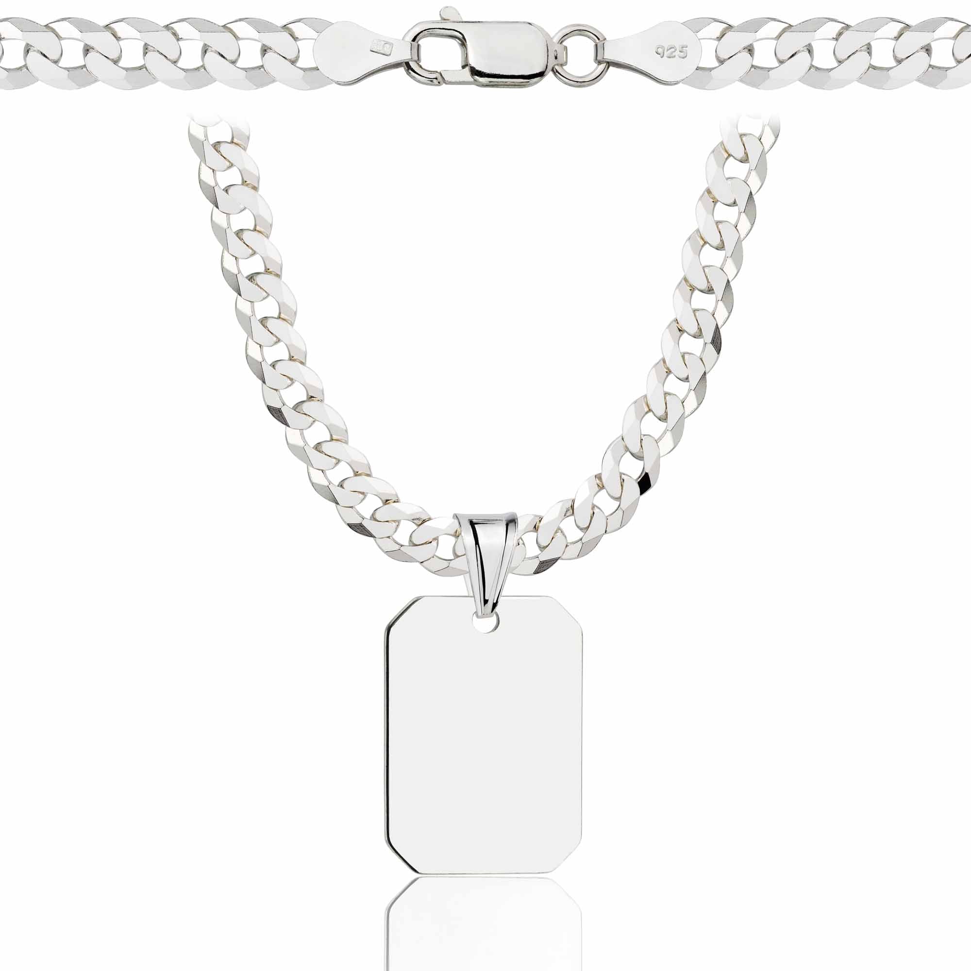 Łańcuszek srebrny z nieśmiertelnikiem pancerka 5mm pr. 925