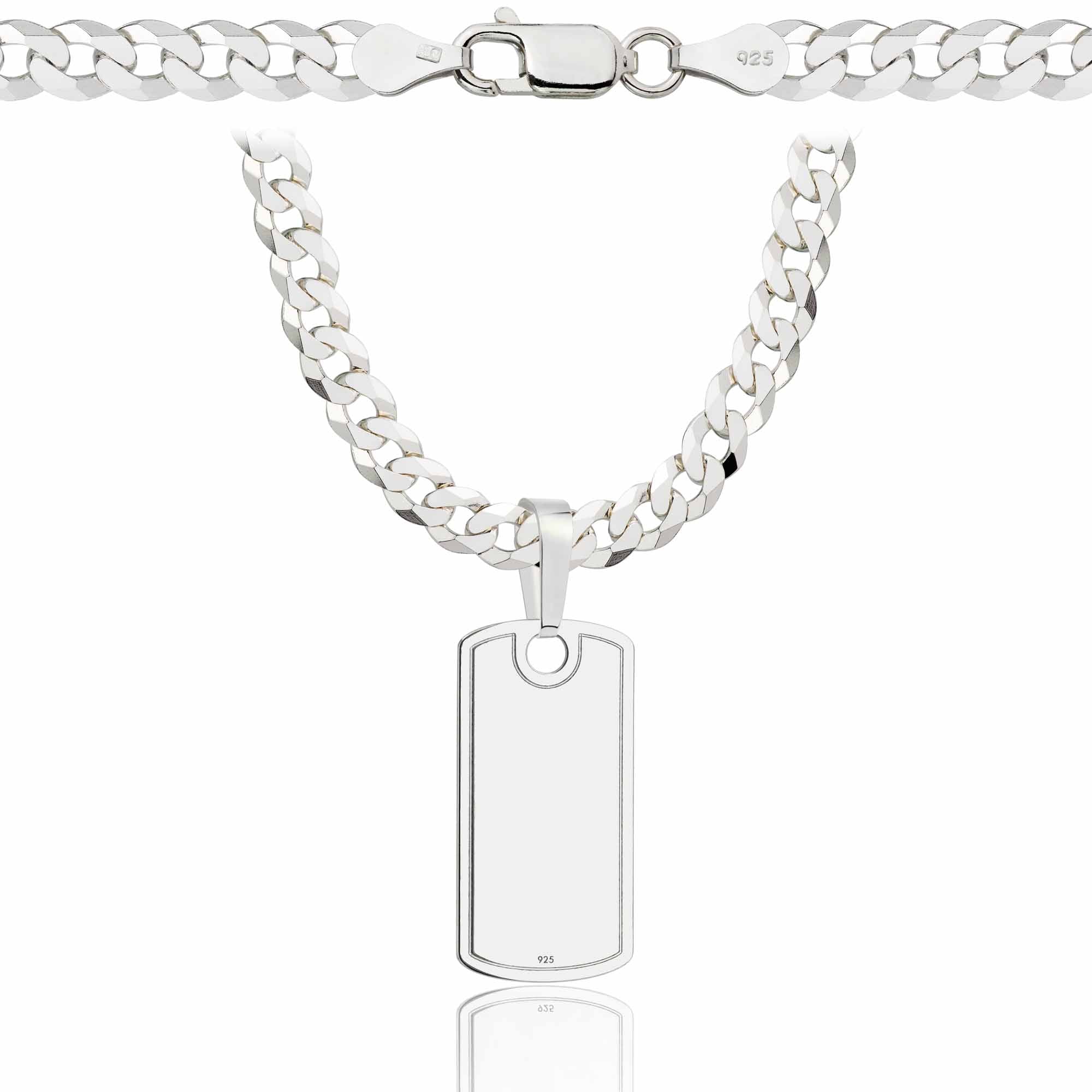 Łańcuszek srebrny z nieśmiertelnikiem pancerka 5mm pr. 925