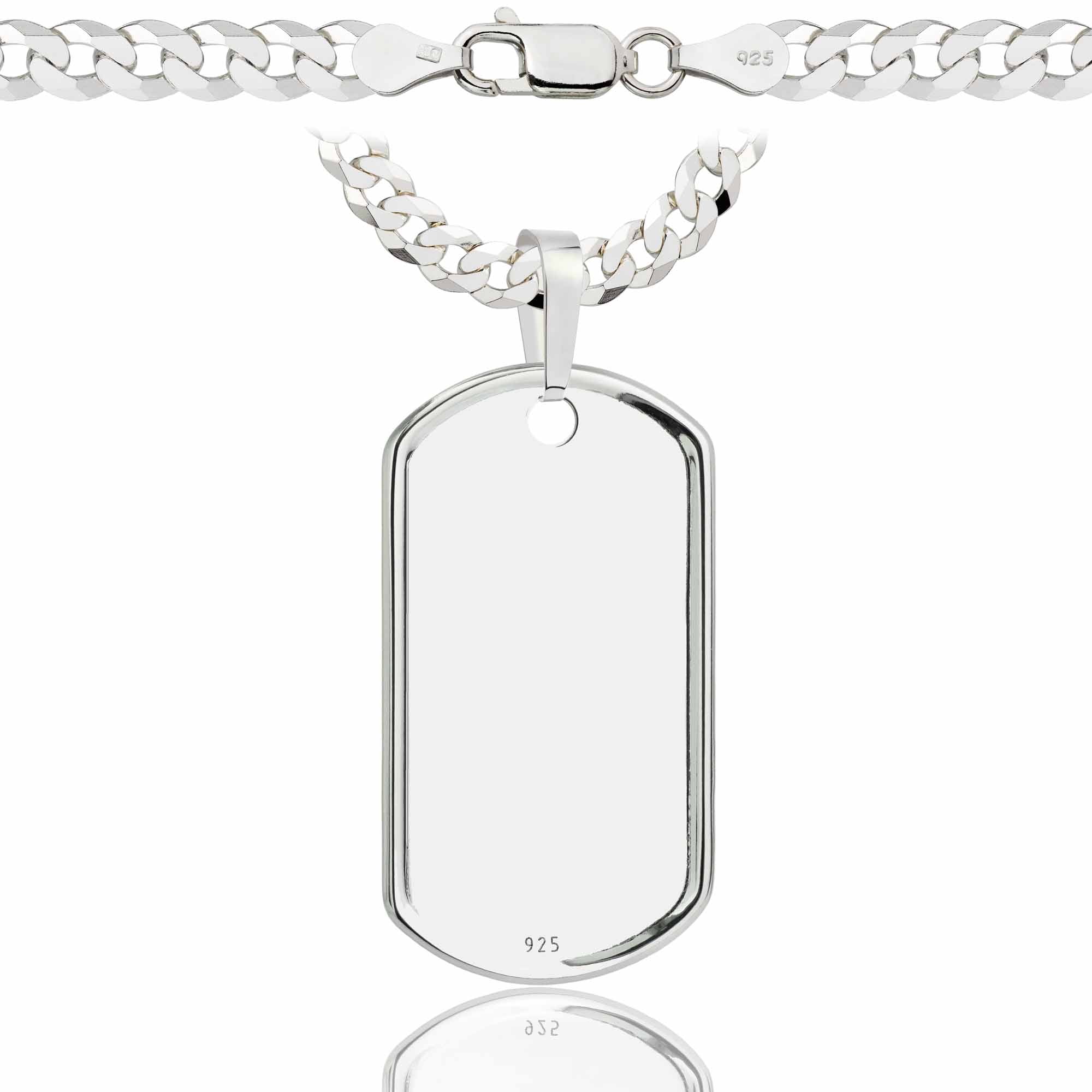 Łańcuszek srebrny z nieśmiertelnikiem pancerka 5mm pr. 925