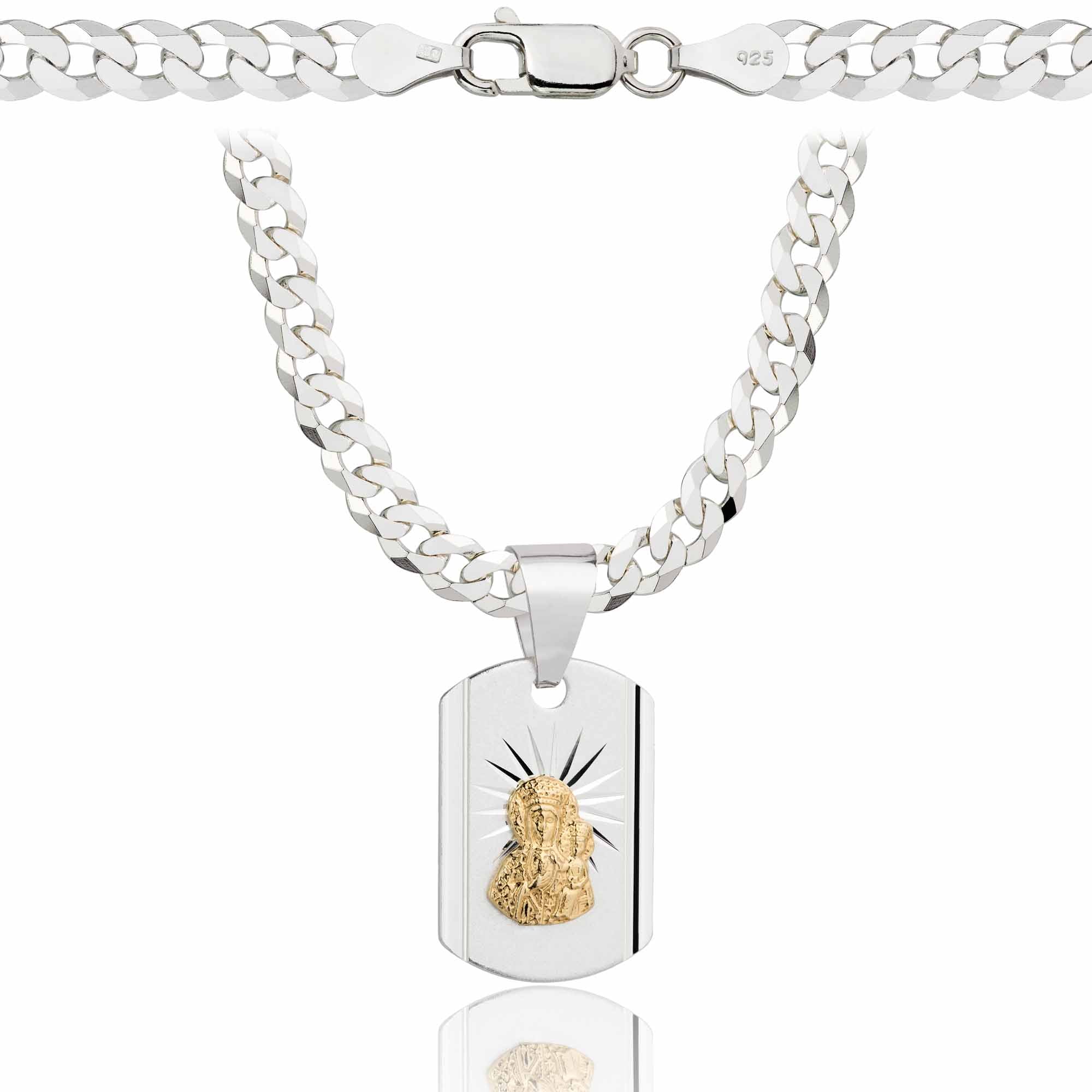 Łańcuszek srebrny z medalikiem pancerka 5mm pr. 925