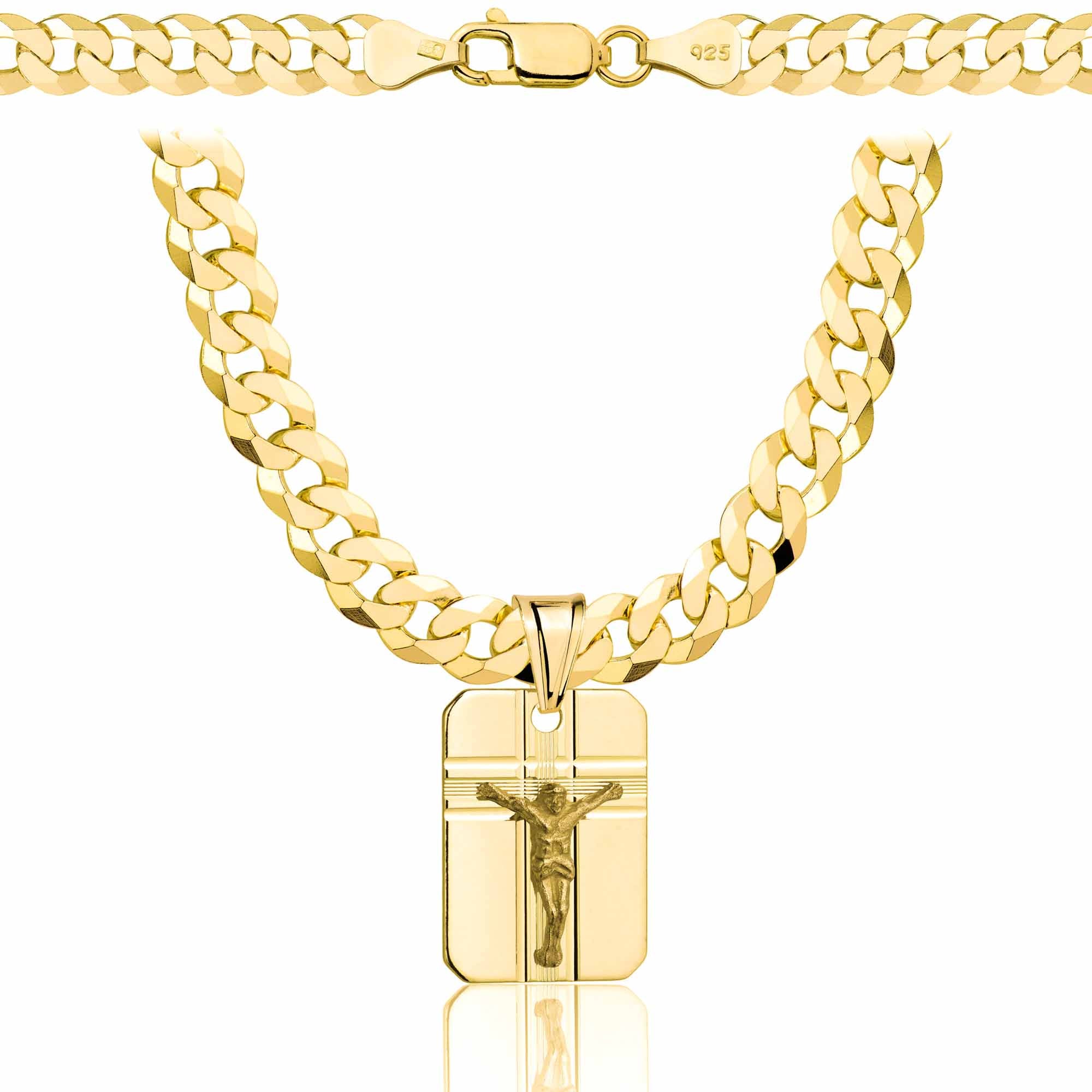 Łańcuszek pozłacany srebrny z medalikiem pancerka 6,5mm pr. 925