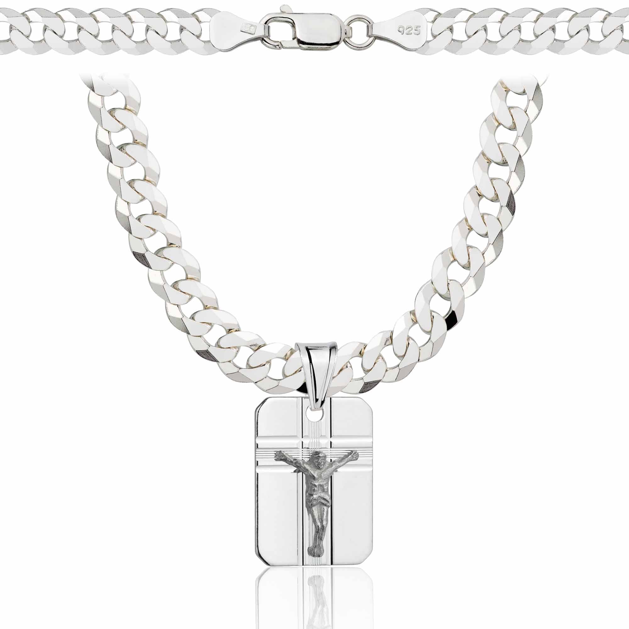 Łańcuszek srebrny z medalikiem pancerka 6,5mm pr. 925