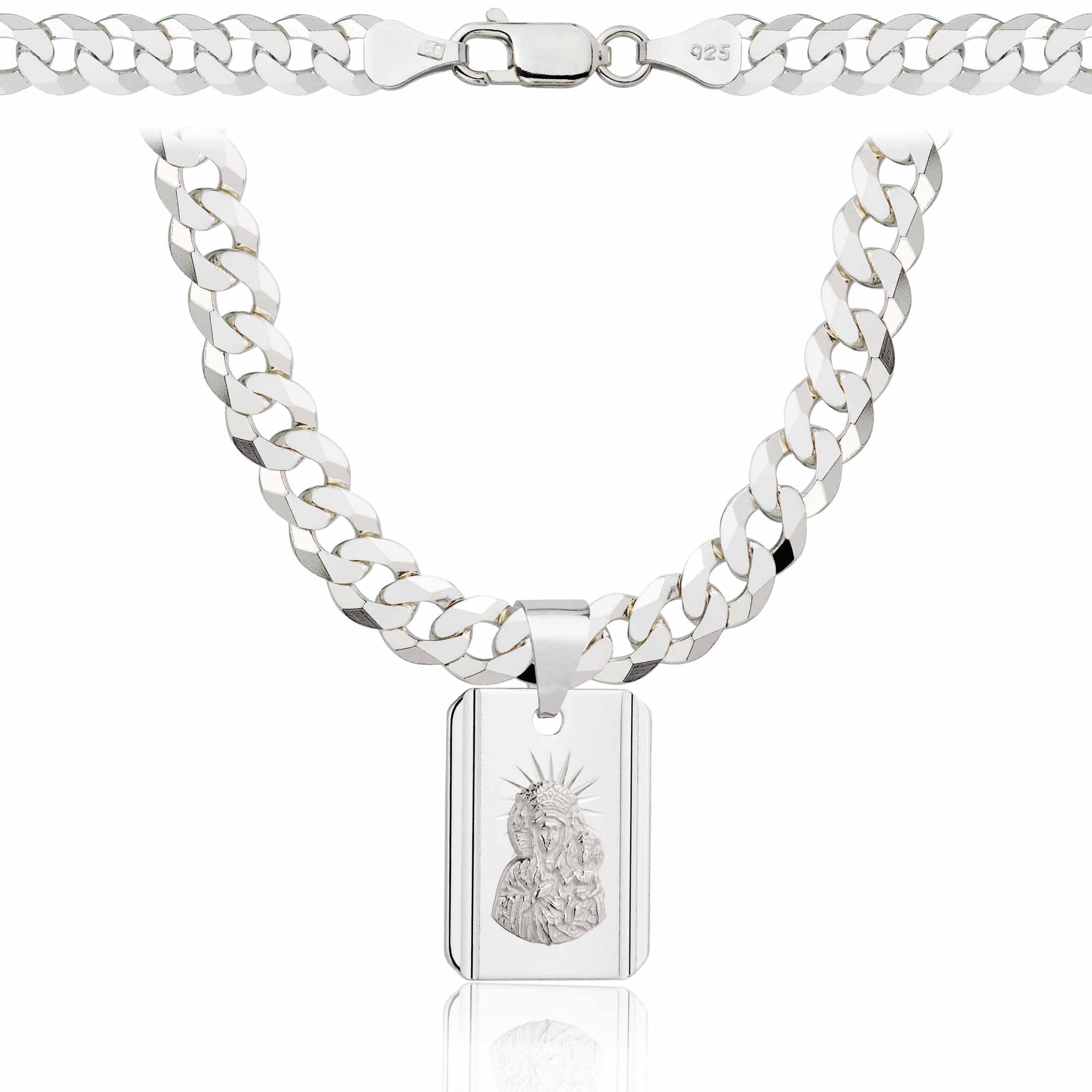 Łańcuszek srebrny z medalikiem pancerka 6,5mm pr. 925