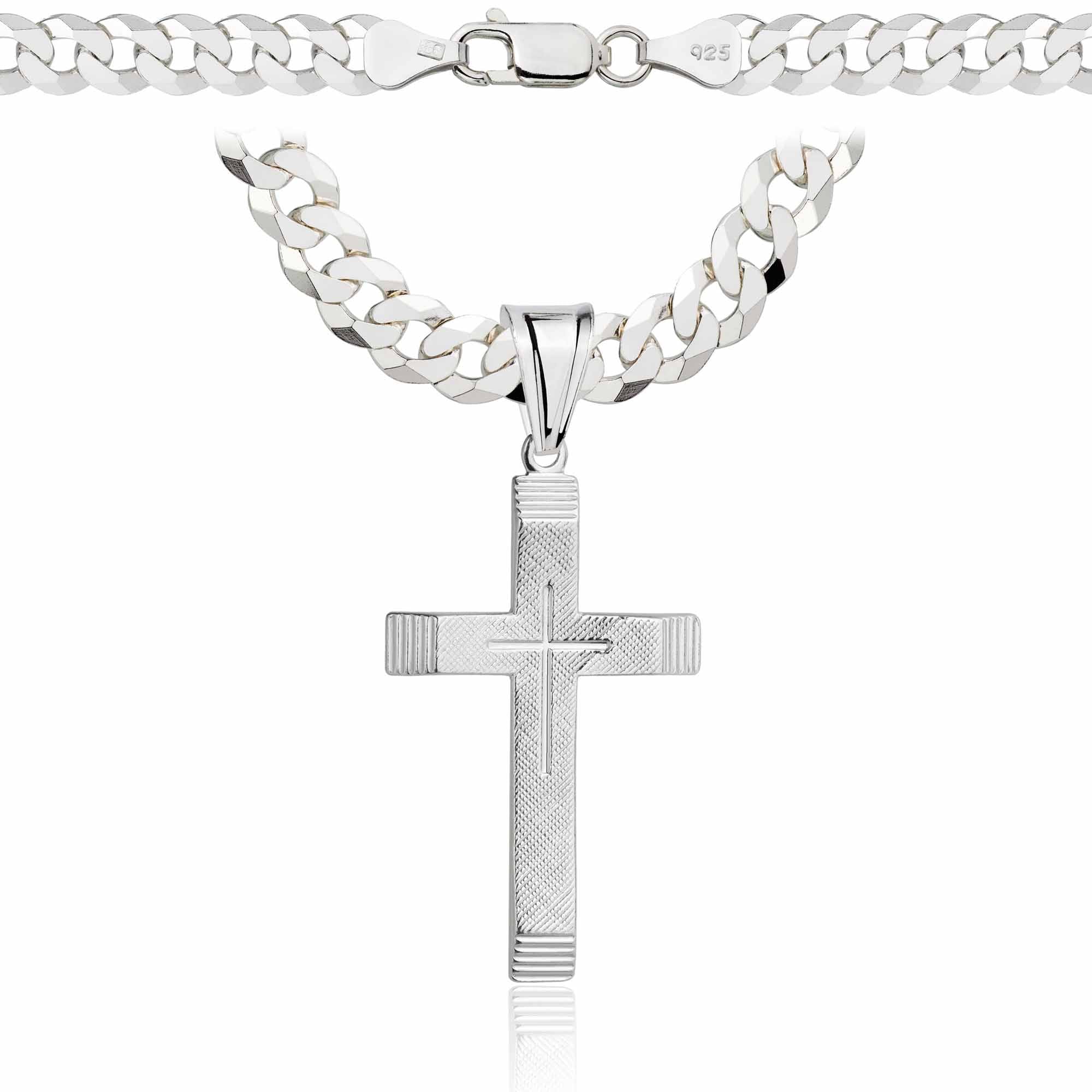 Łańcuszek srebrny z krzyżykiem pancerka 6,5mm pr. 925