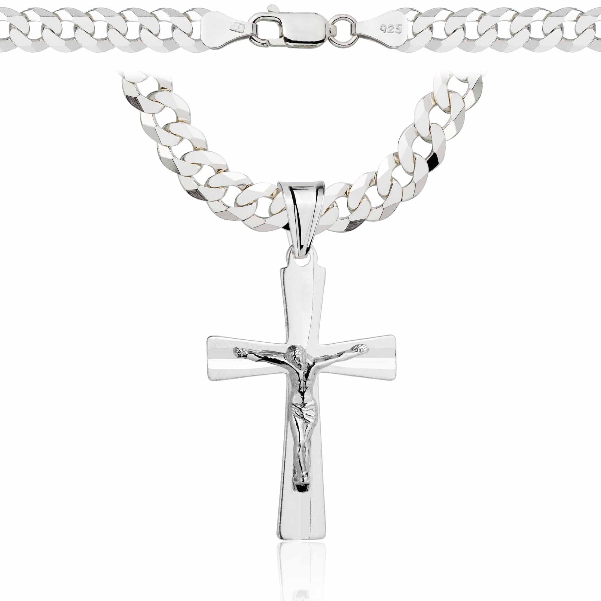 Łańcuszek srebrny z krzyżykiem pancerka 6,5mm pr. 925