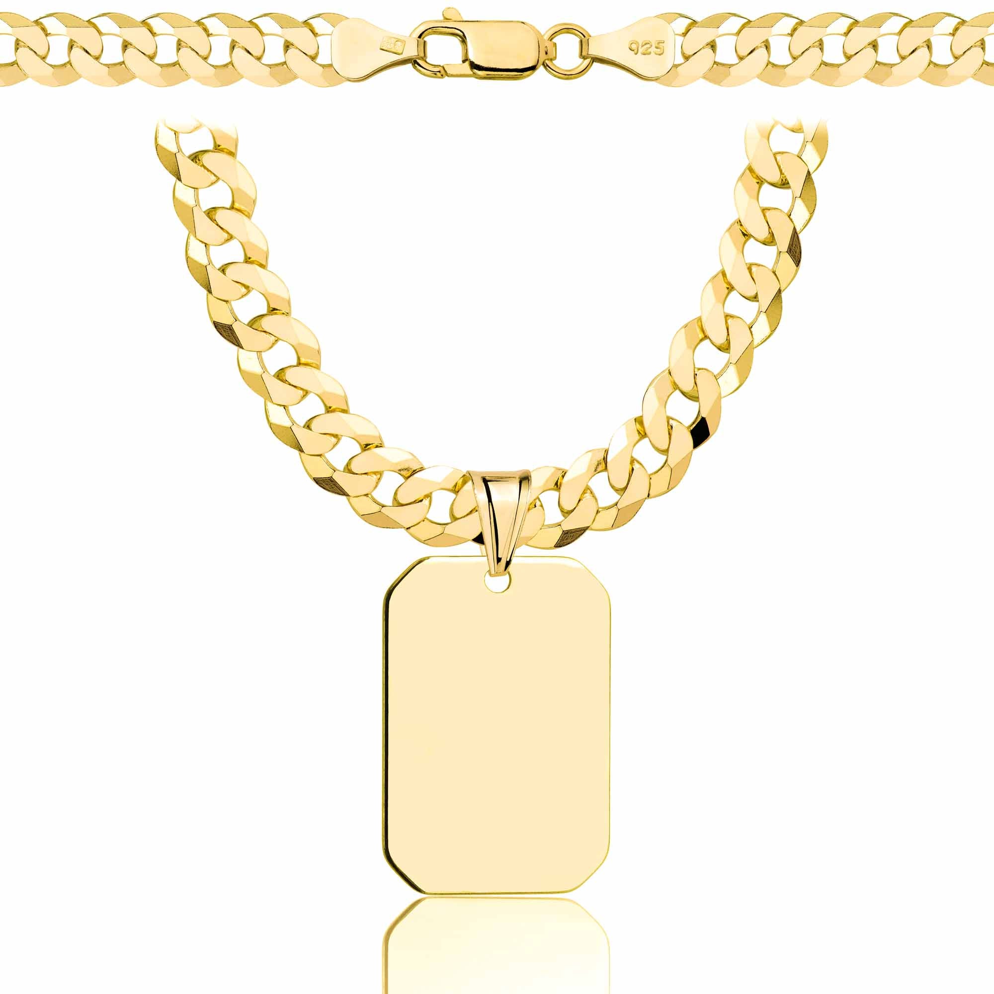 Łańcuszek pozłacany srebrny z nieśmiertelnikiem pancerka 6,5mm pr. 925 585