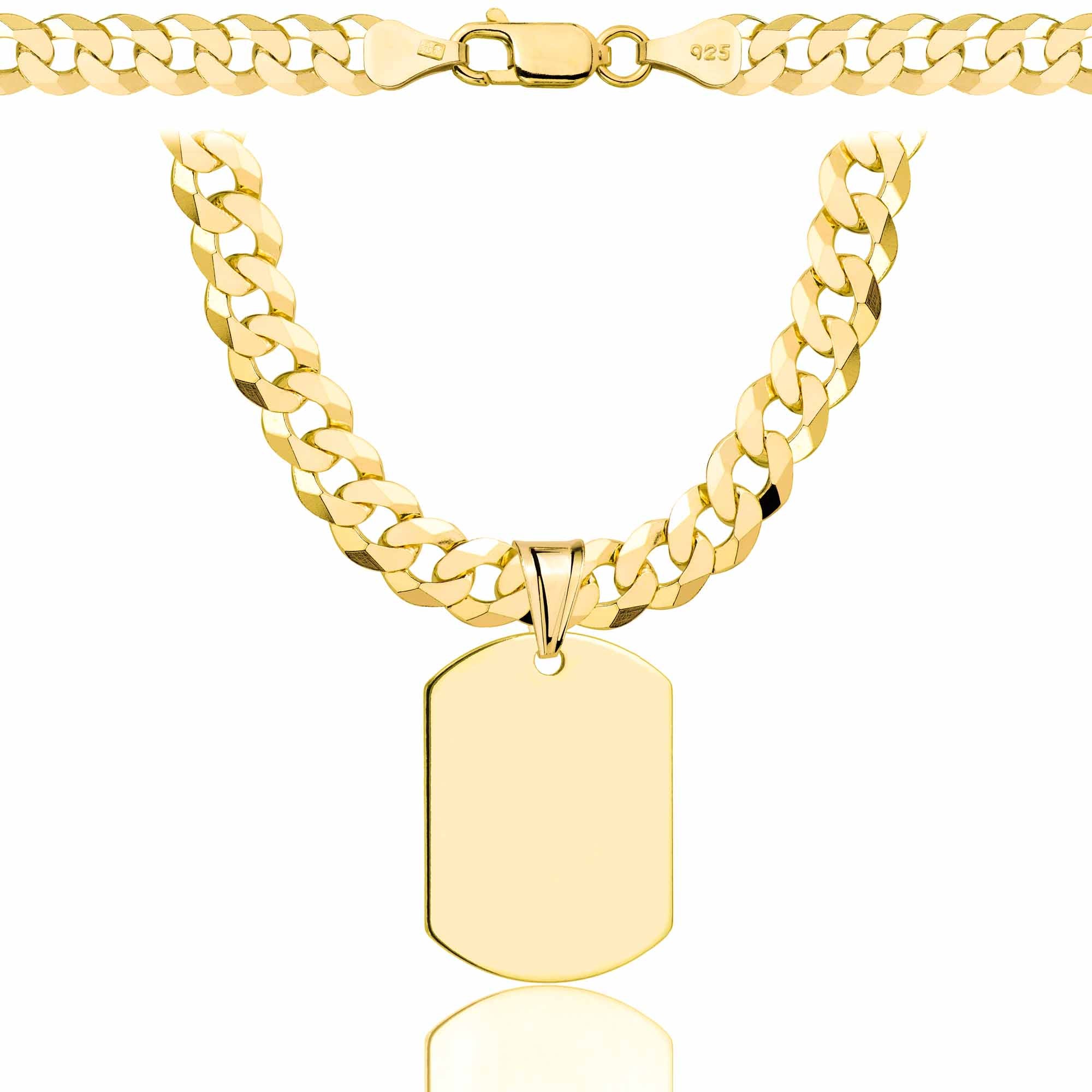 Łańcuszek pozłacany srebrny z nieśmiertelnikiem pancerka 6,5mm pr. 925 585