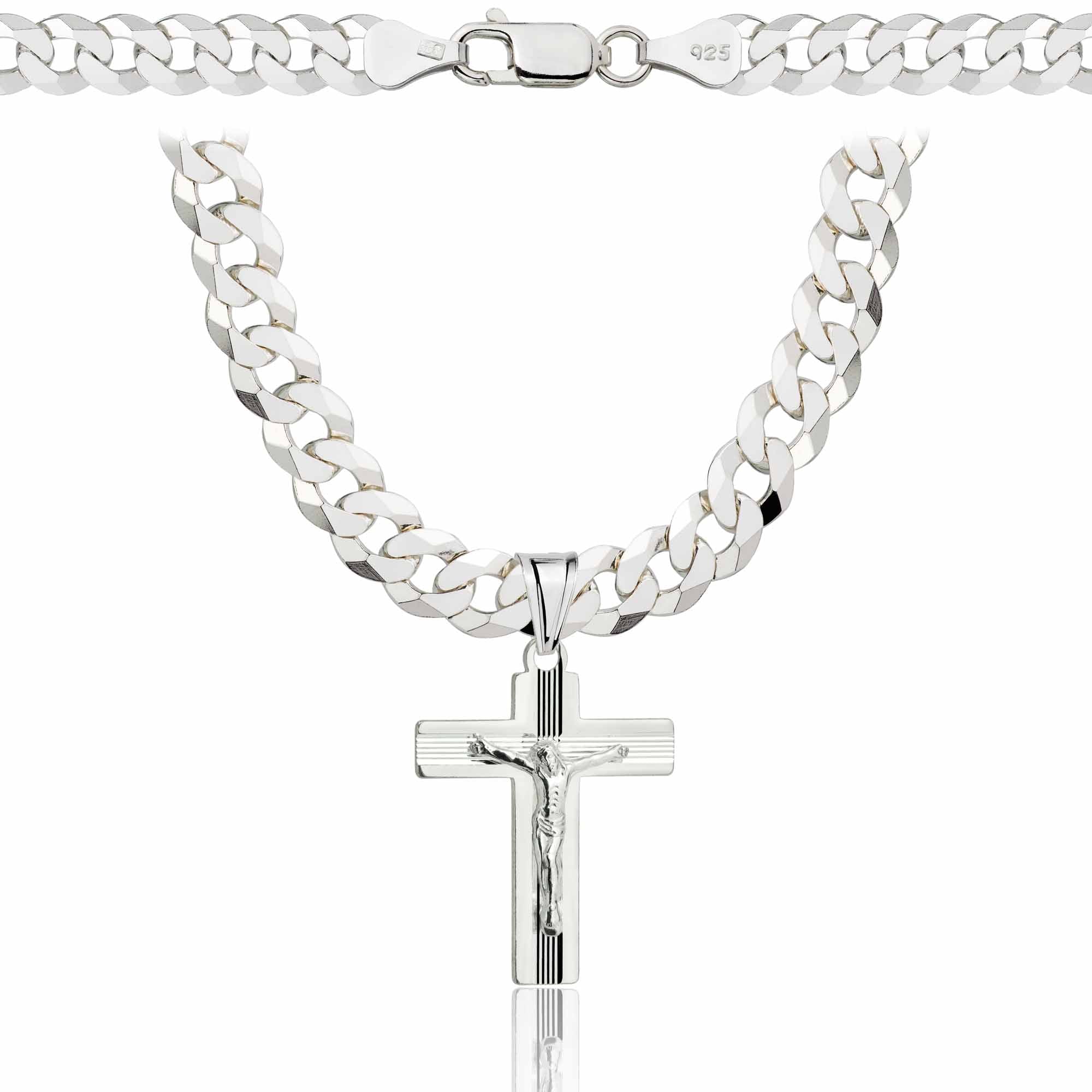 Łańcuszek srebrny z krzyżykiem pancerka 6,5mm pr. 925