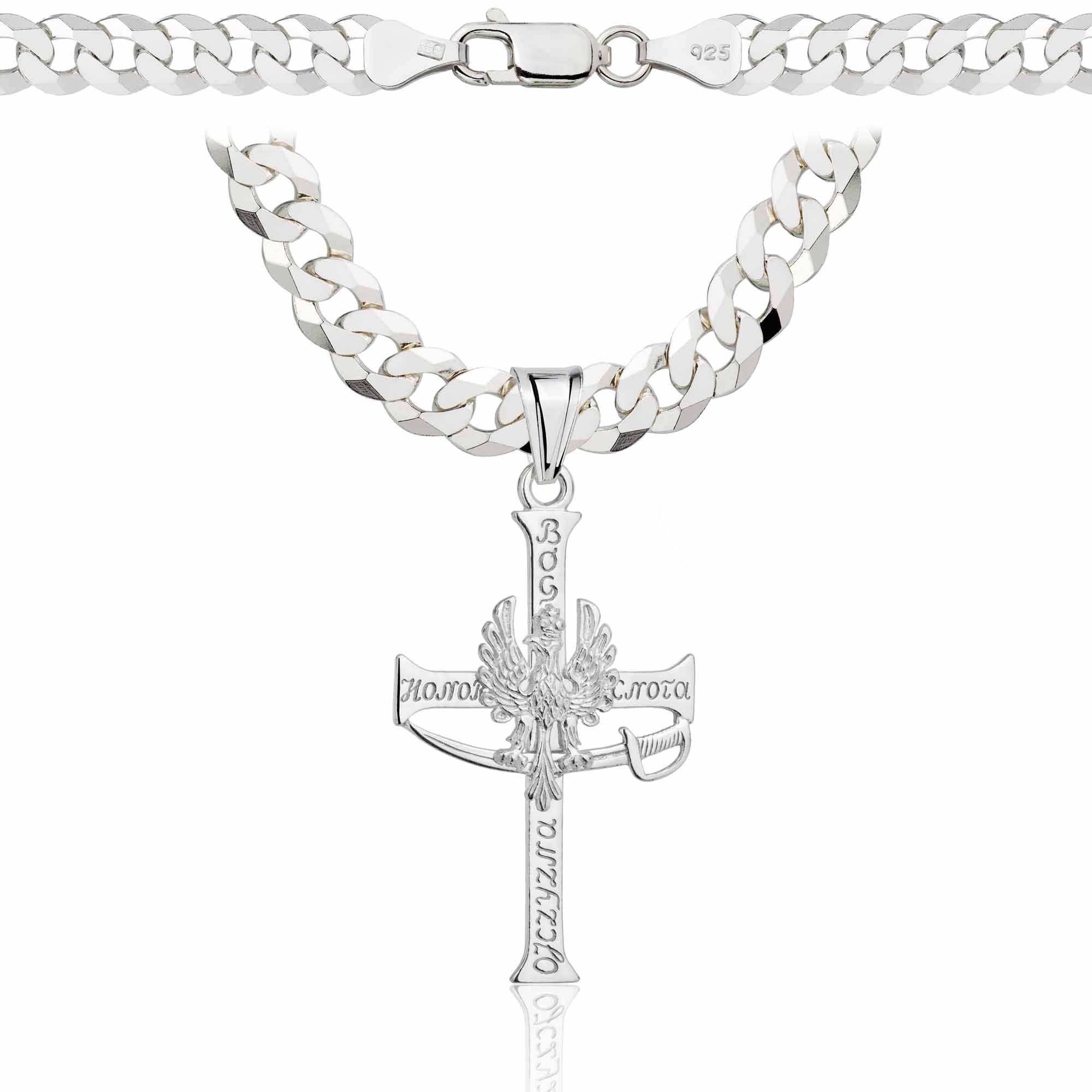 Łańcuszek srebrny z krzyżykiem pancerka 6,5mm pr. 925