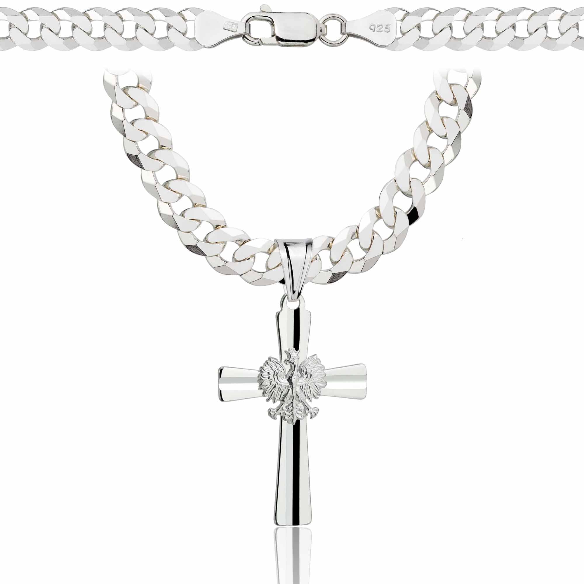 Łańcuszek srebrny z krzyżykiem pancerka 6,5mm pr. 925