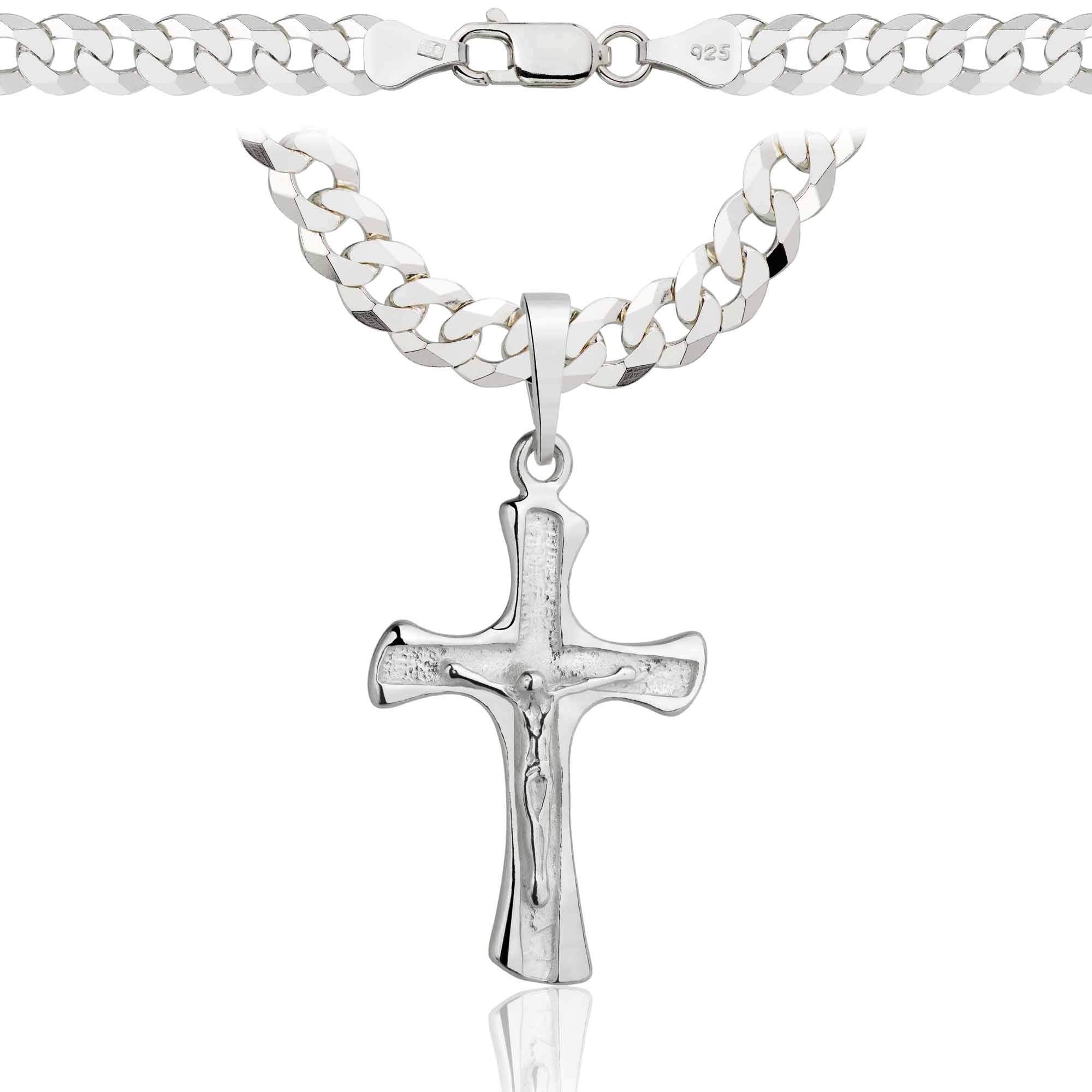 Łańcuszek srebrny z krzyżykiem pancerka 6,5mm pr. 925