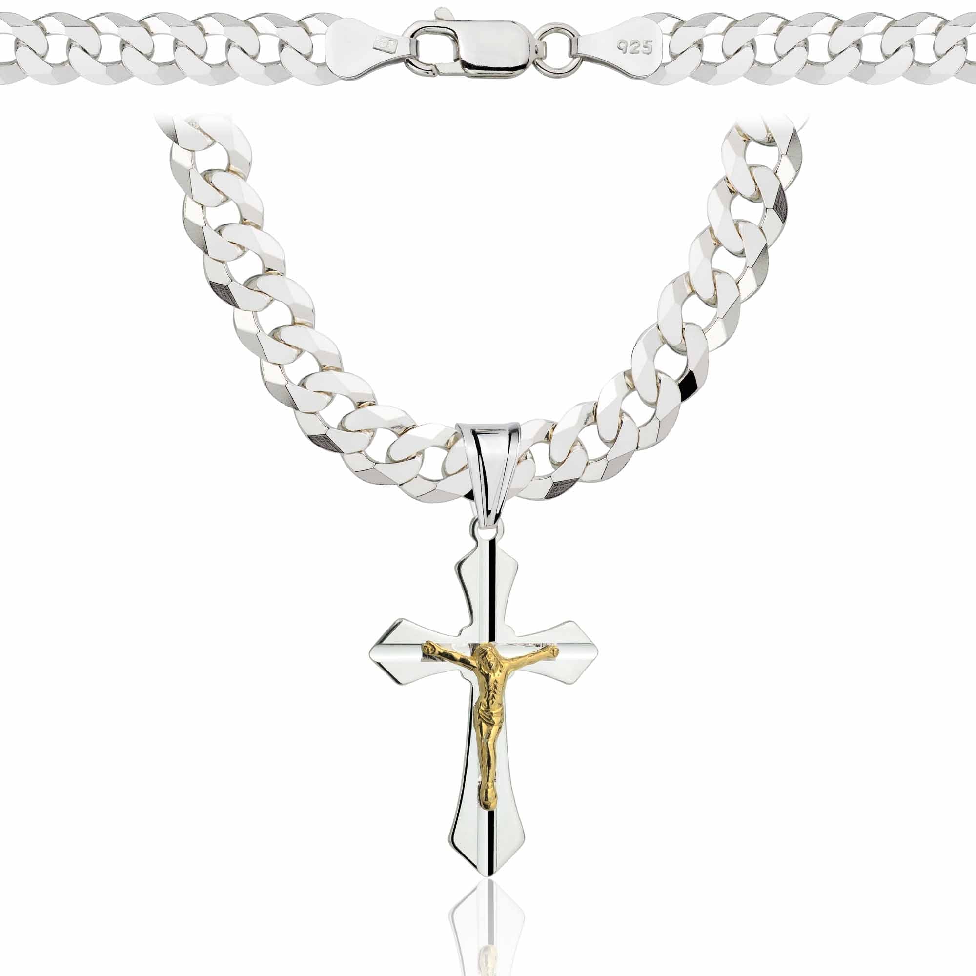 Łańcuszek srebrny z krzyżykiem pancerka 6,5mm pr. 925