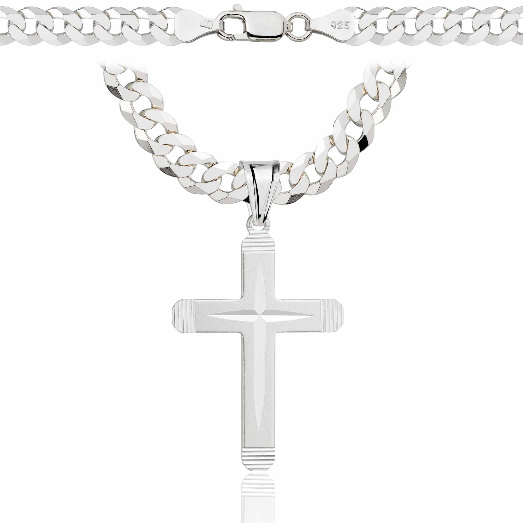 Łańcuszek srebrny z krzyżykiem pancerka 6,5mm pr. 925