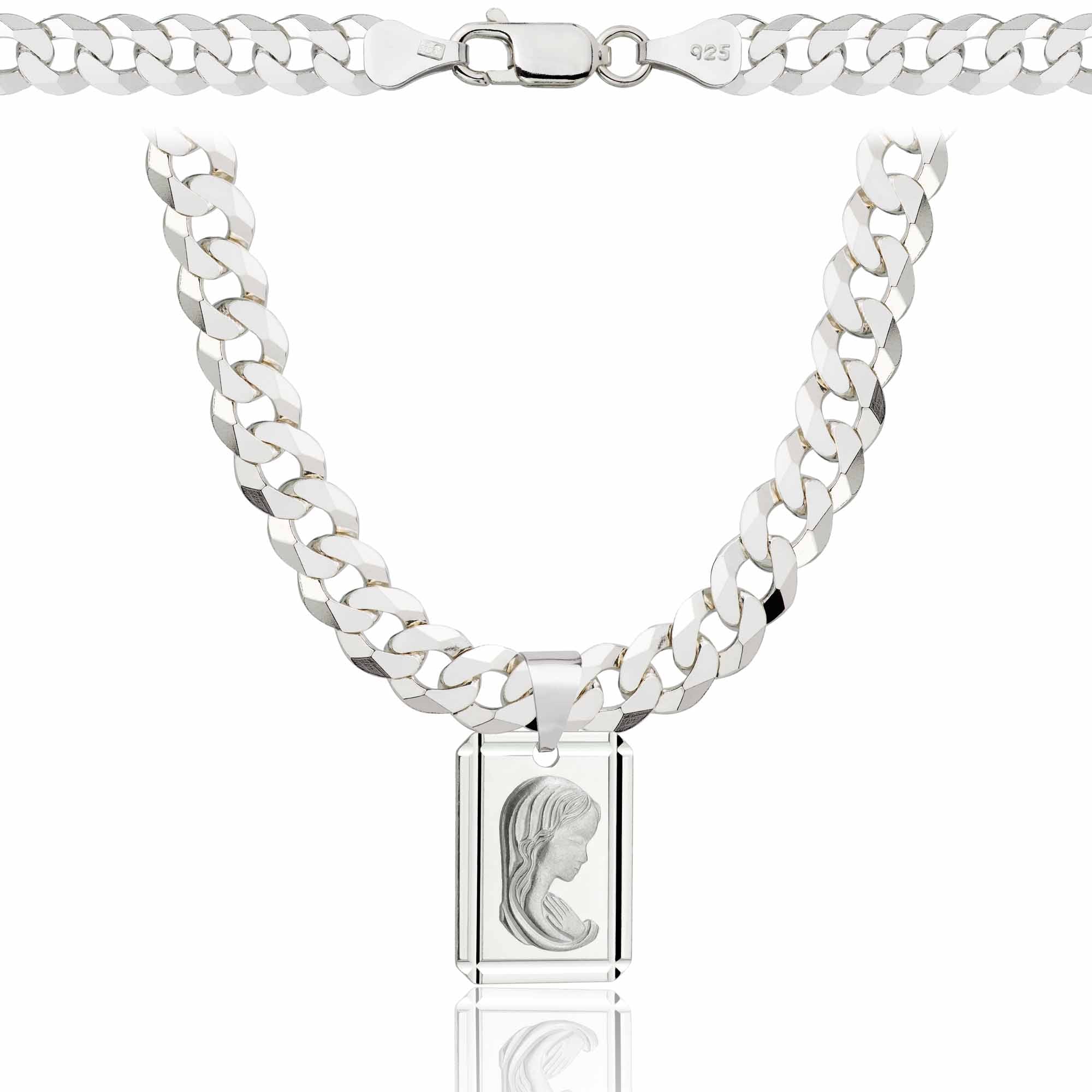 Łańcuszek srebrny z medalikiem pancerka 6,5mm pr. 925