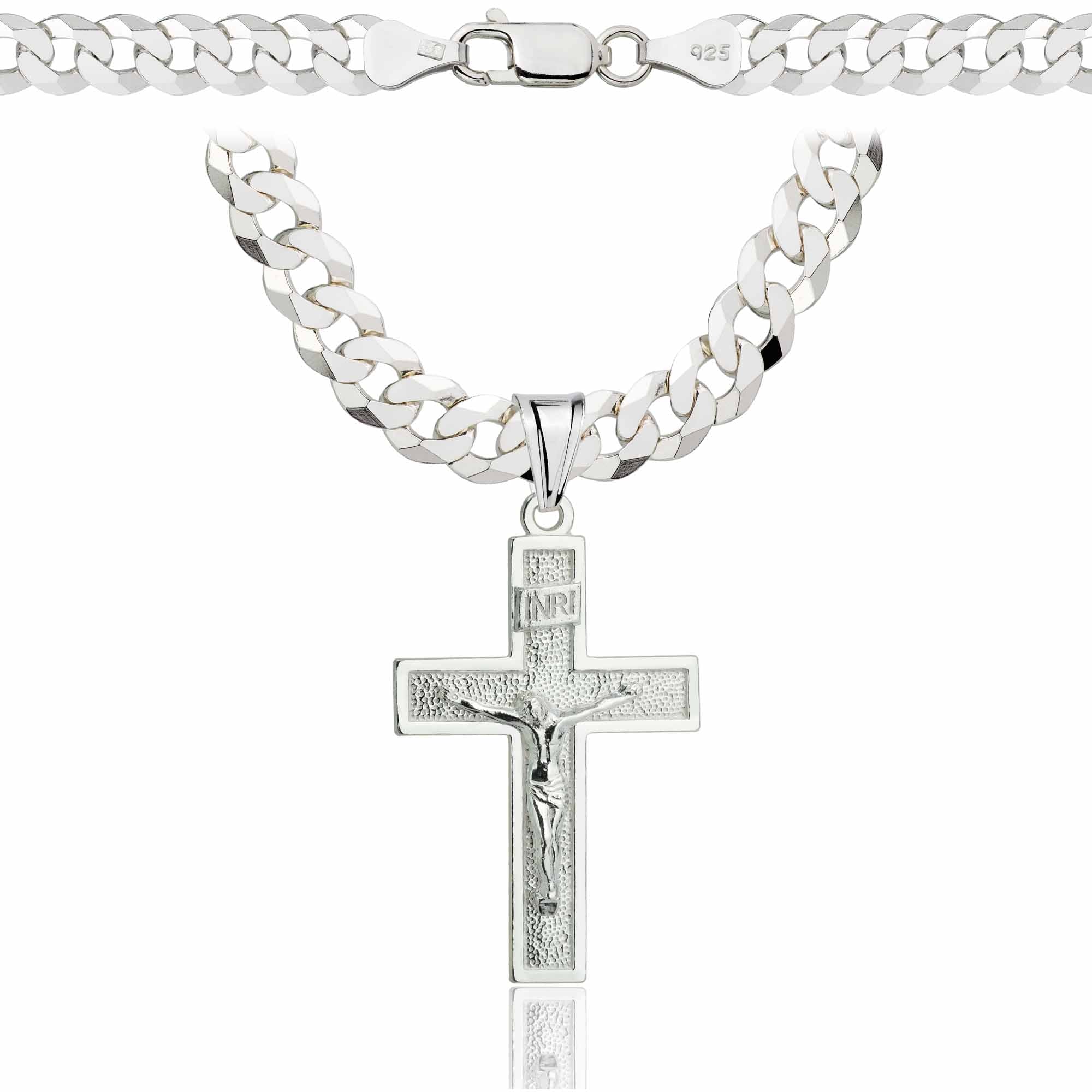 Łańcuszek srebrny z krzyżykiem pancerka 6,5mm pr. 925