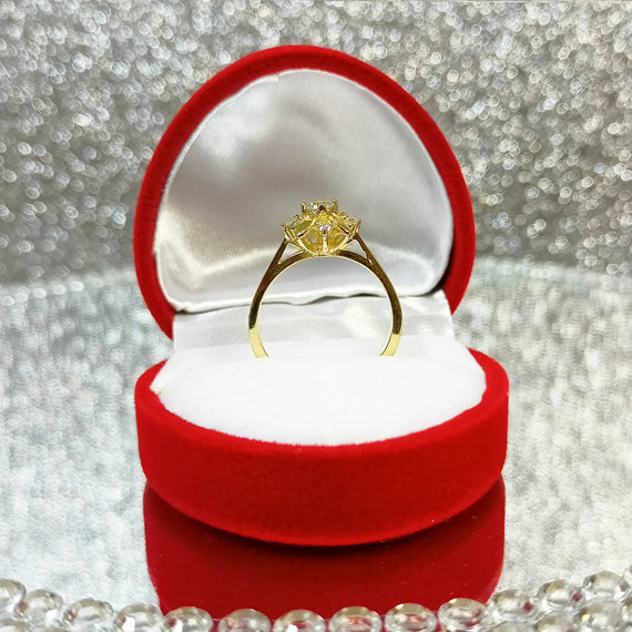 Pierścionek złoty kwiat z kamieniami