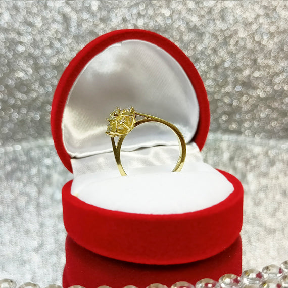 Pierścionek złoty kwiat z kamieniami