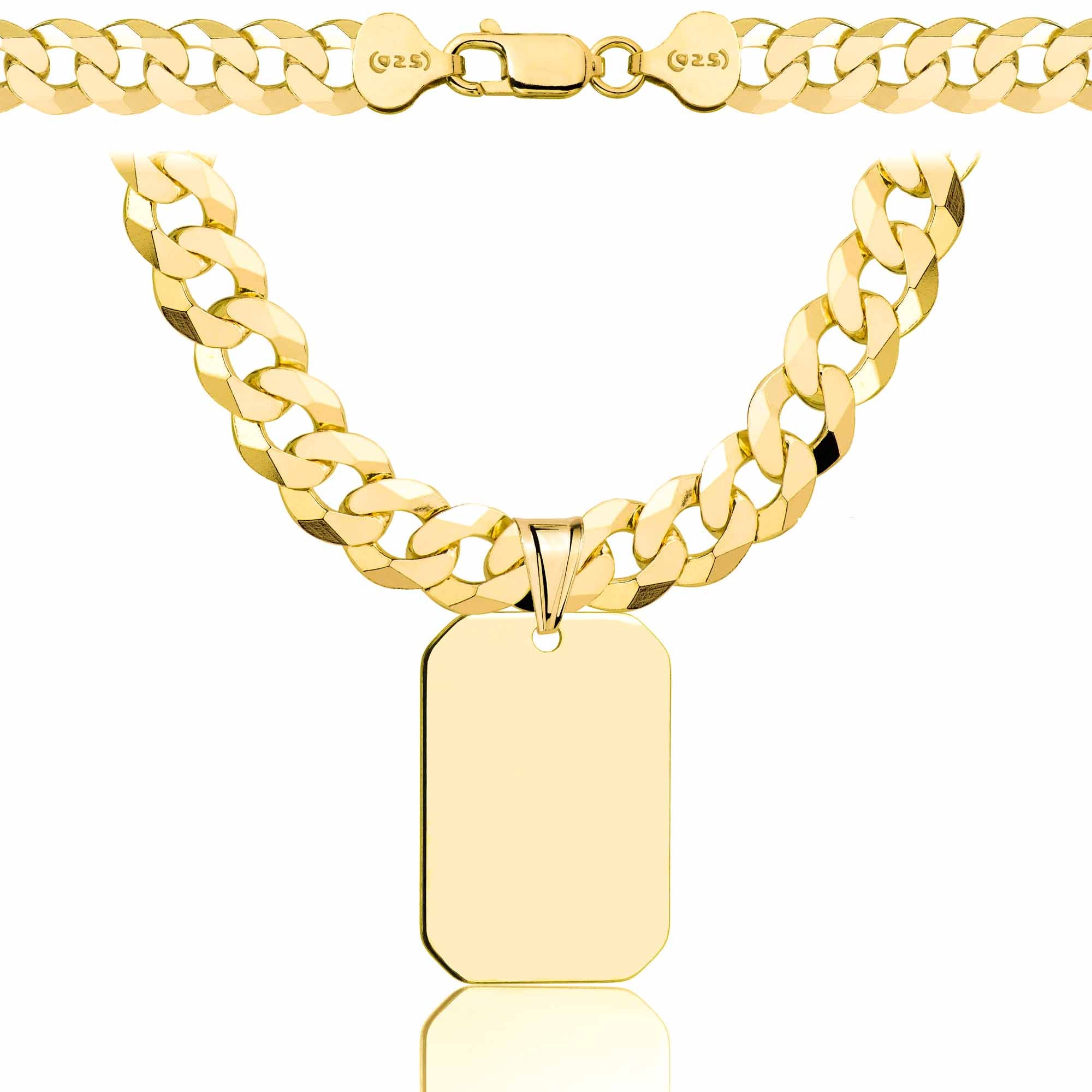 Łańcuszek pozłacany srebrny z nieśmiertelnikiem pancerka 7,5mm pr. 925 585