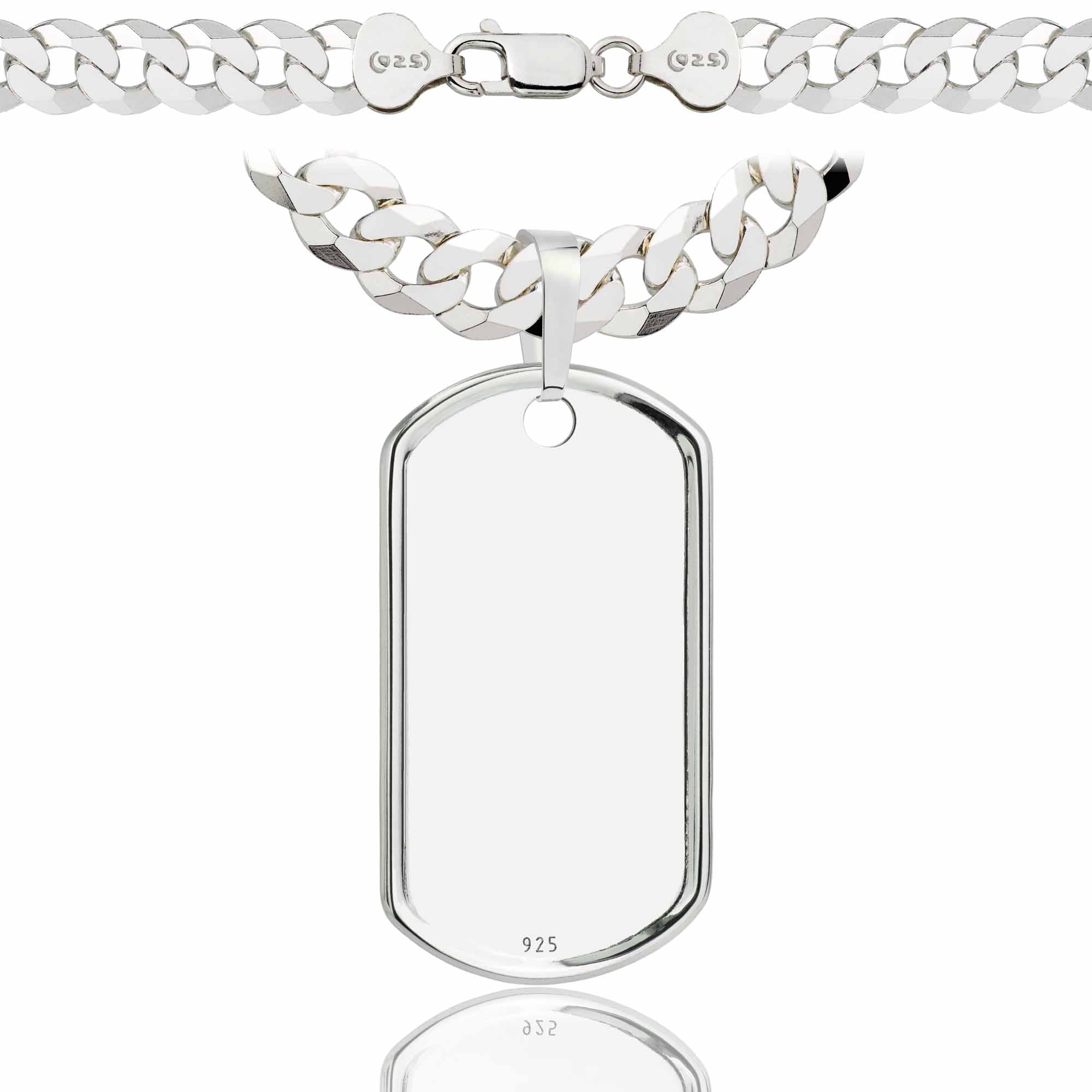 Łańcuszek srebrny z nieśmiertelnikiem pancerka 7,5mm pr. 925