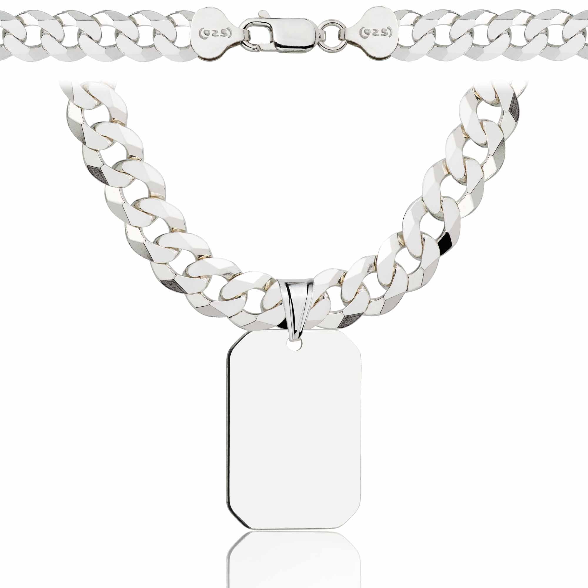 Łańcuszek srebrny z nieśmiertelnikiem pancerka 7,5mm pr. 925