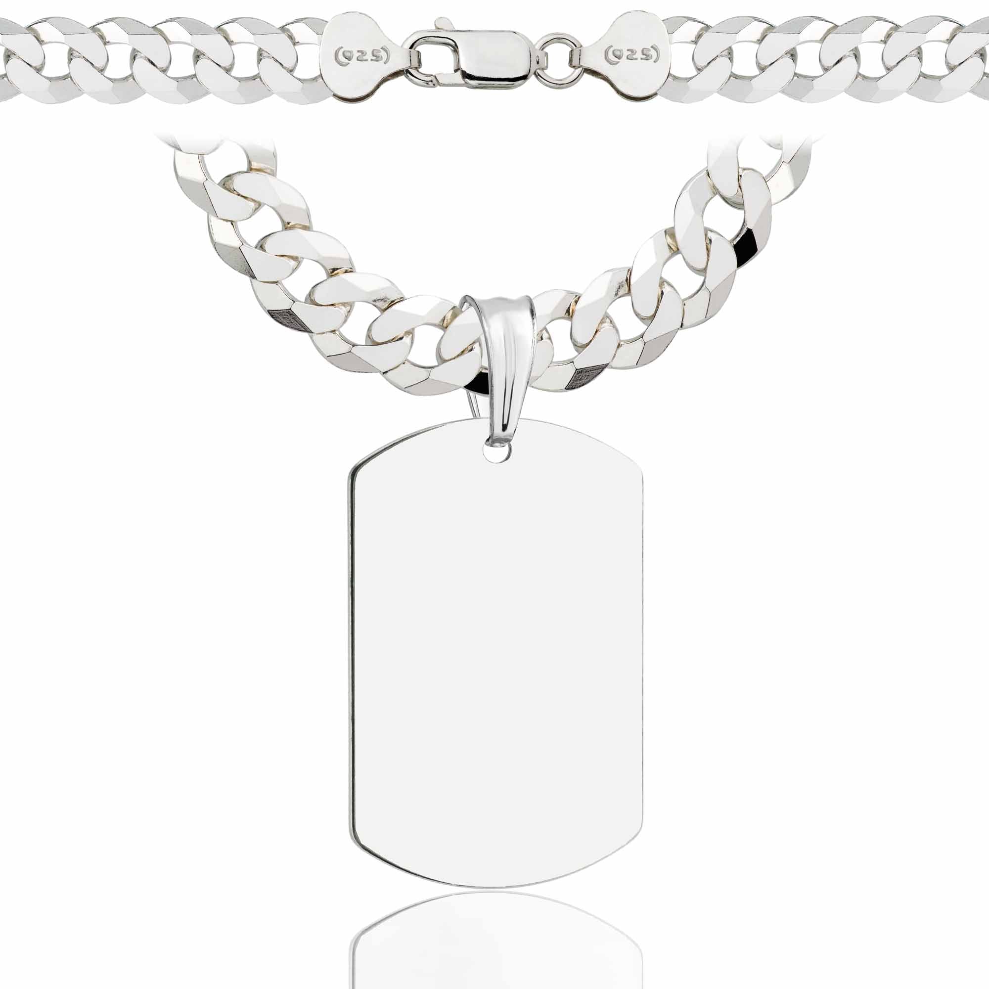 Łańcuszek srebrny z nieśmiertelnikiem pancerka 7,5mm pr. 925