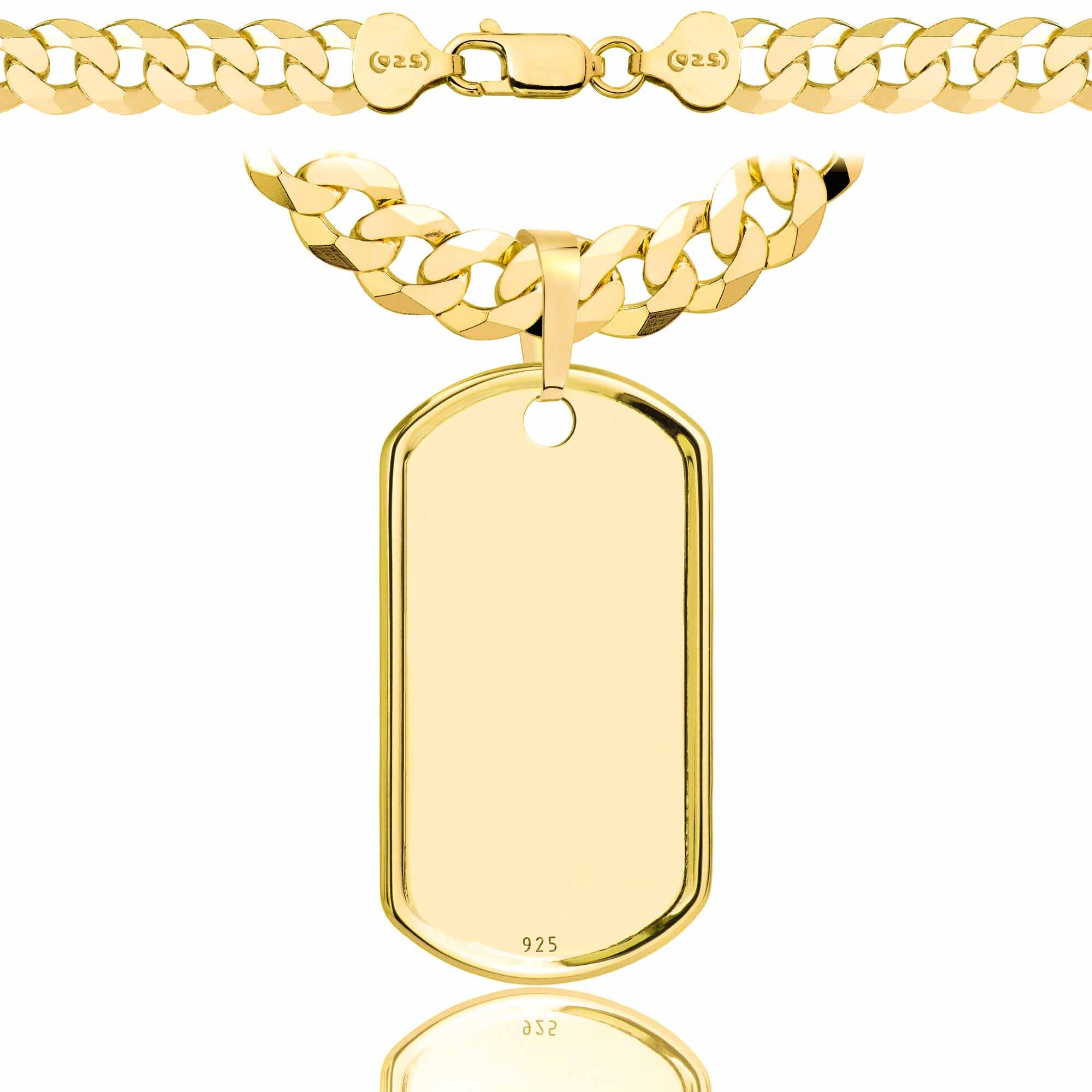 Łańcuszek pozłacany srebrny z nieśmiertelnikiem pancerka 7,5mm pr. 925 585