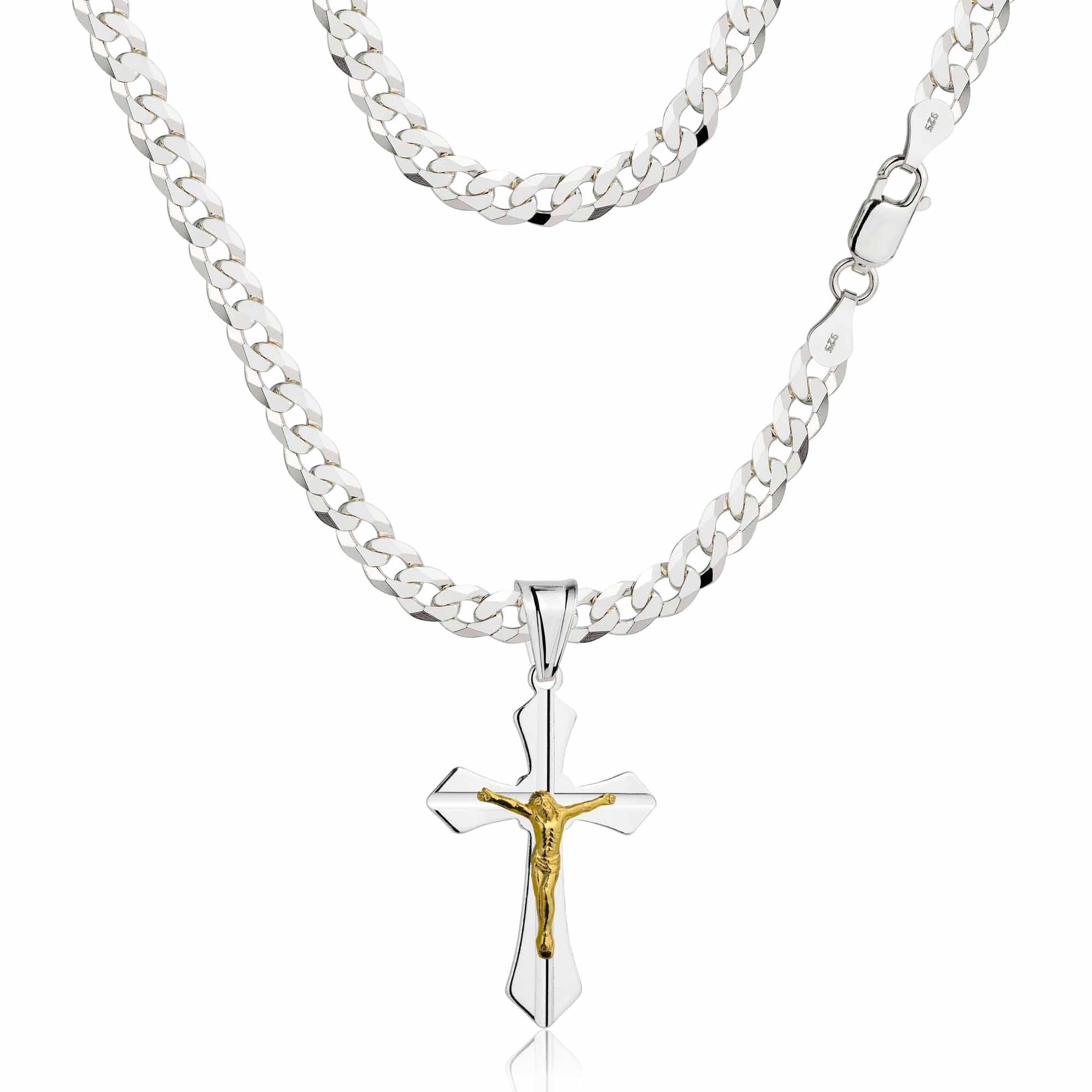 Łańcuszek srebrny z krzyżykiem pancerka 3,8mm pr. 925