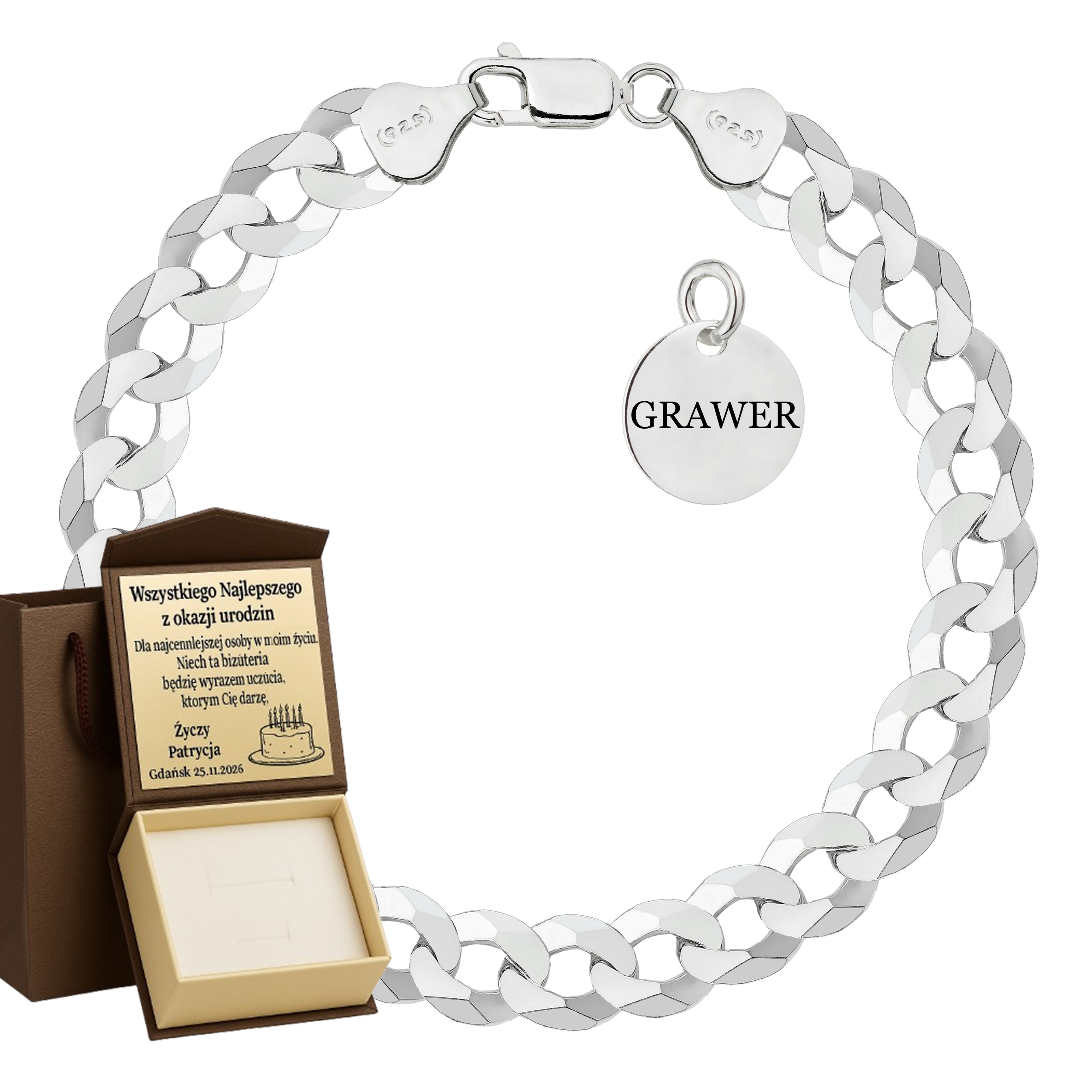 Bransoletka srebrna pancerka 9,3mm pr. 925