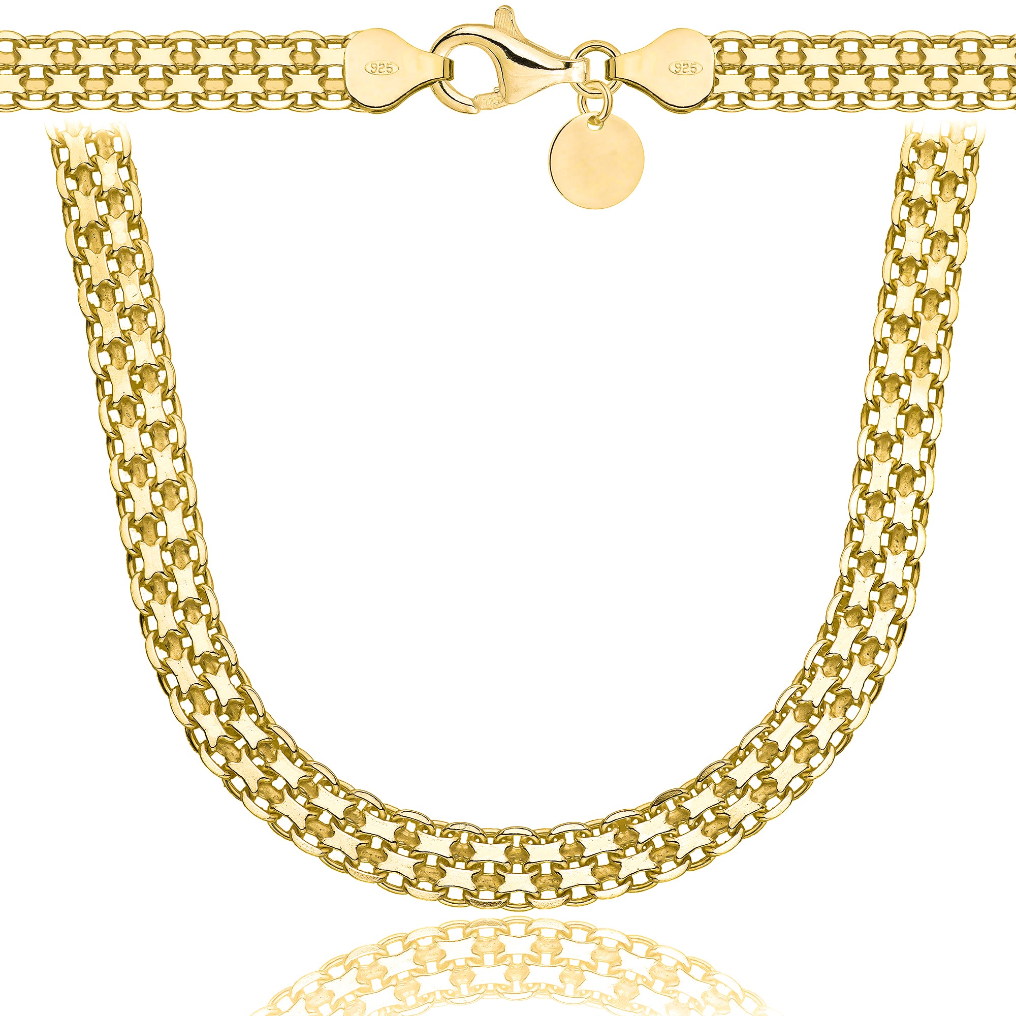 Łańcuszek pozłacany srebrny bismark 6mm pr. 925 585