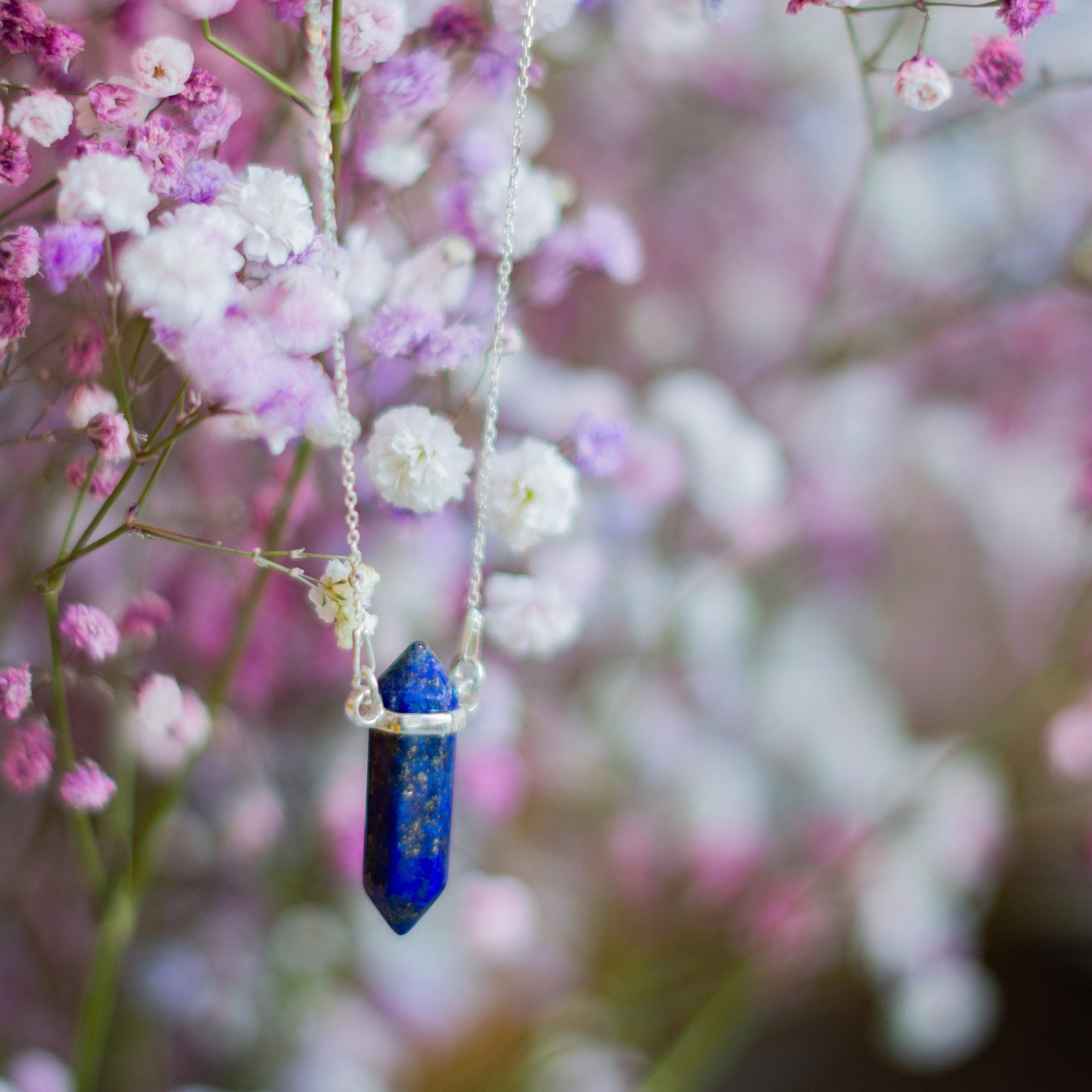 NASZYJNIK SREBRNY SOPEL Z LAPIS LAZULI