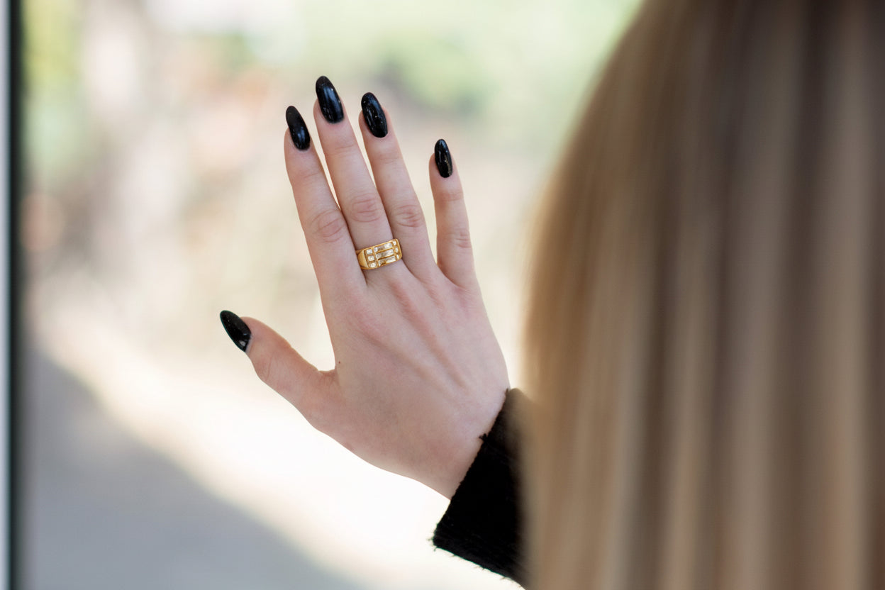 Pierścień atlantów srebro pozłacane