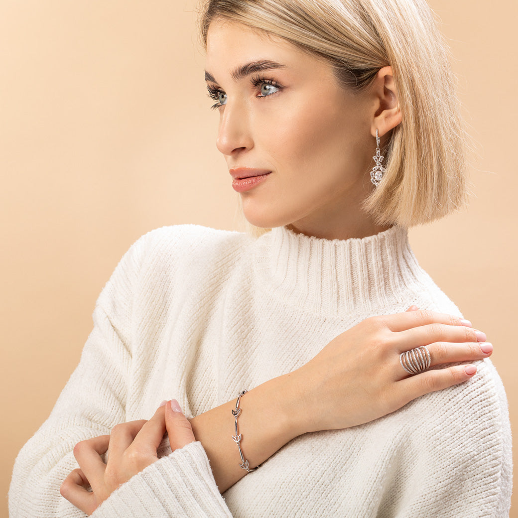 Kolczyki wiszące z cyrkoniami Frosty Roses